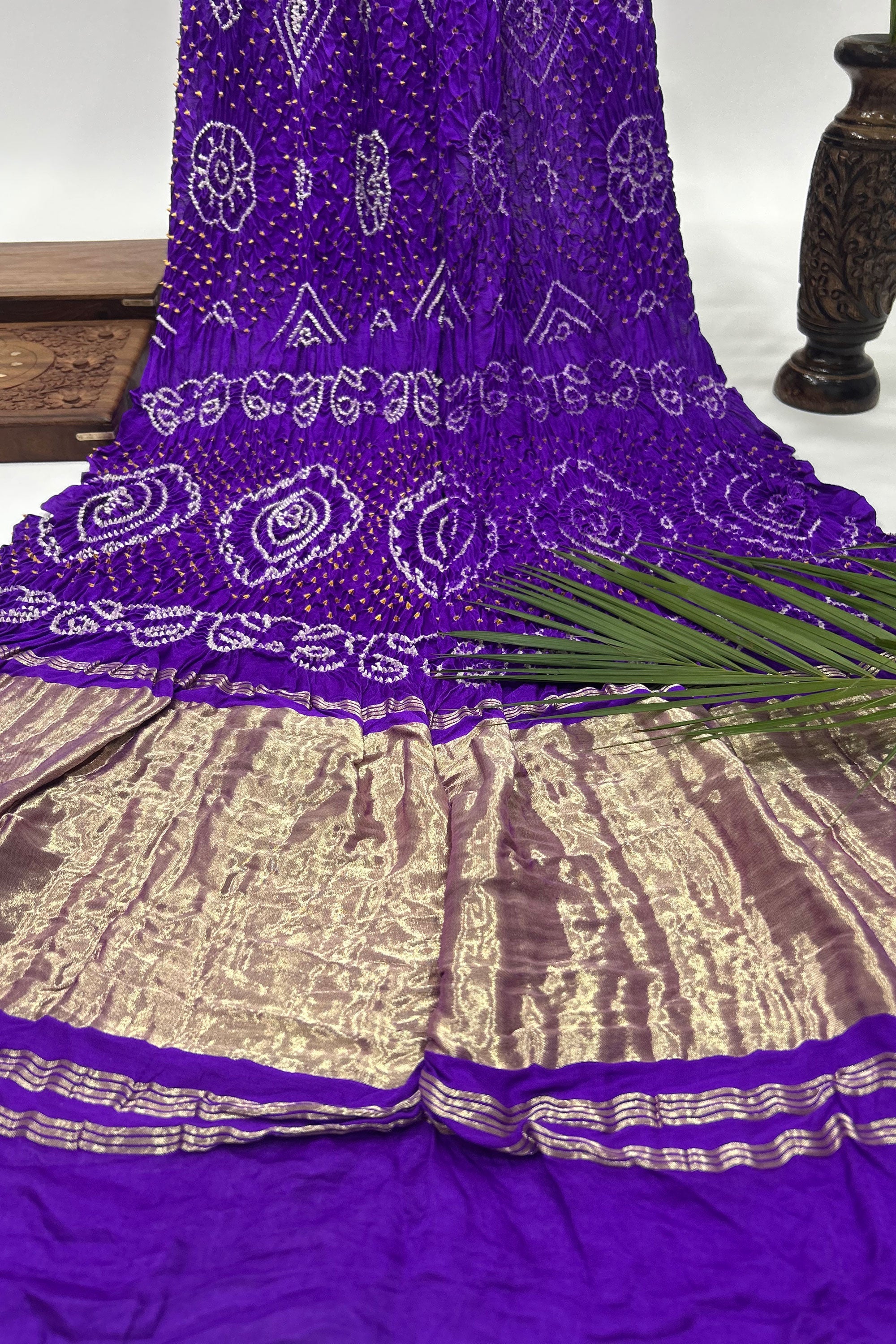 Purple Gajji Fancy Rai Bandhani Saree Sarees