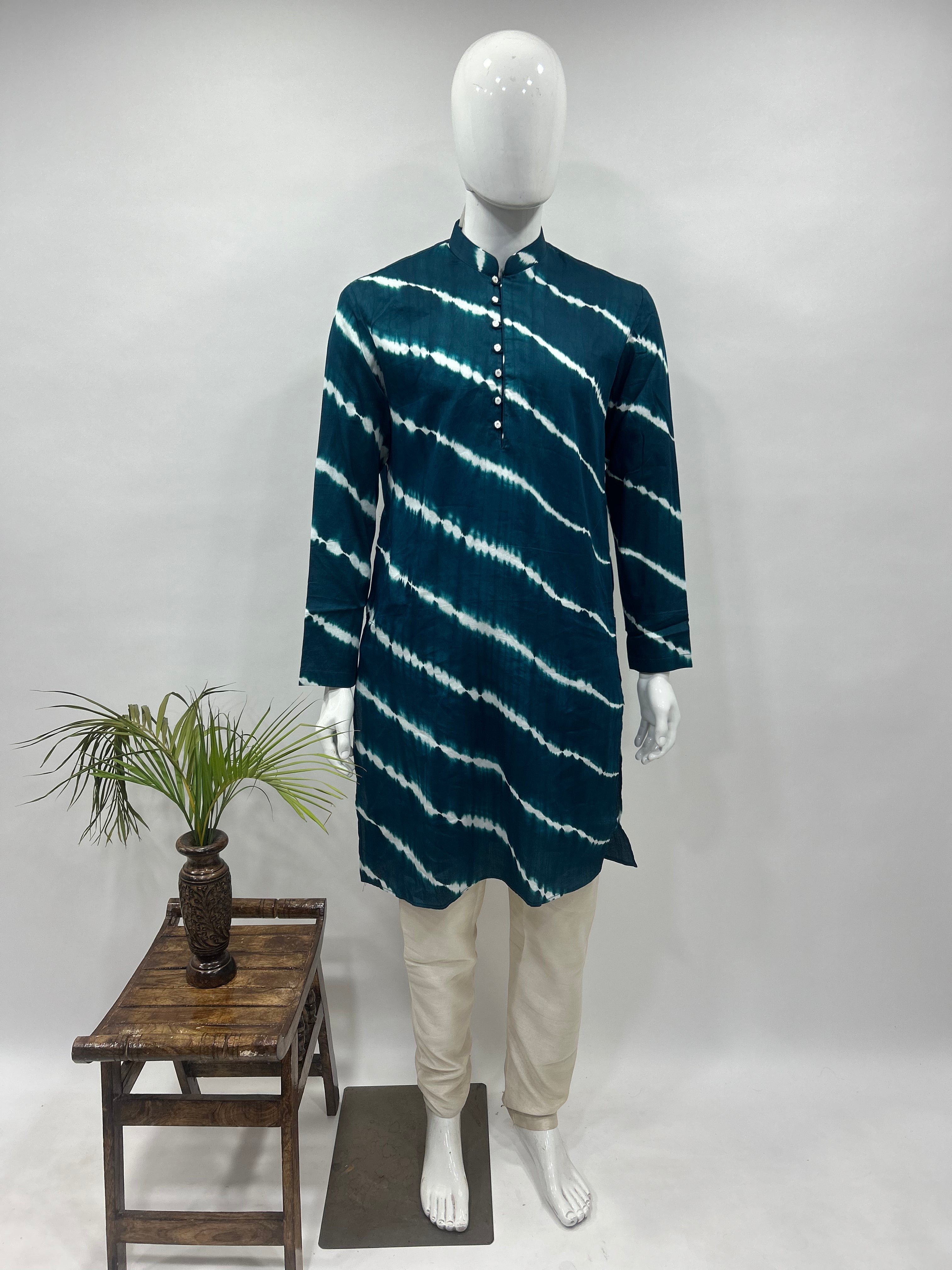 Till Green Cotton Satin Men’s Kurta