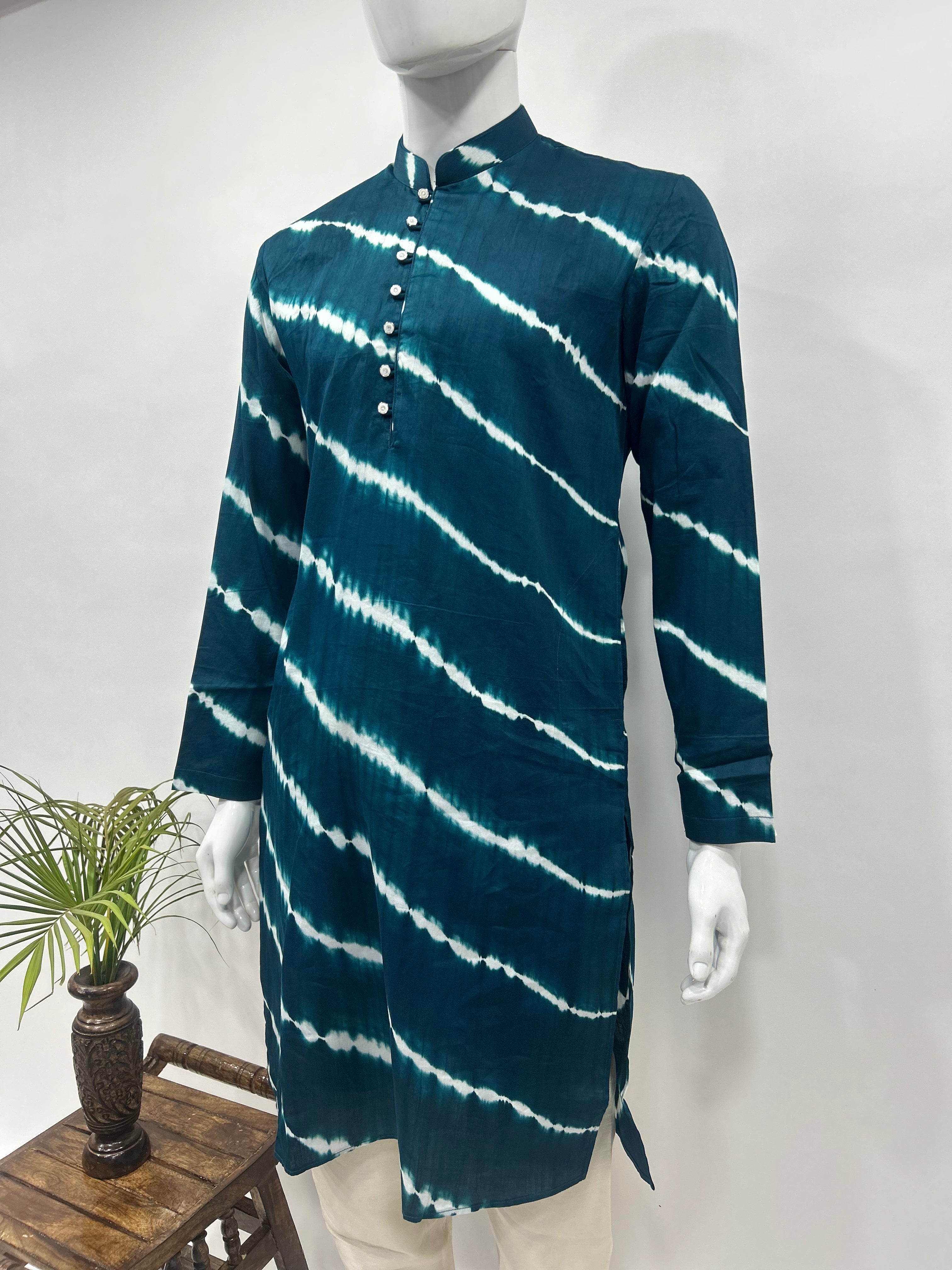 Till Green Cotton Satin Men’s Kurta