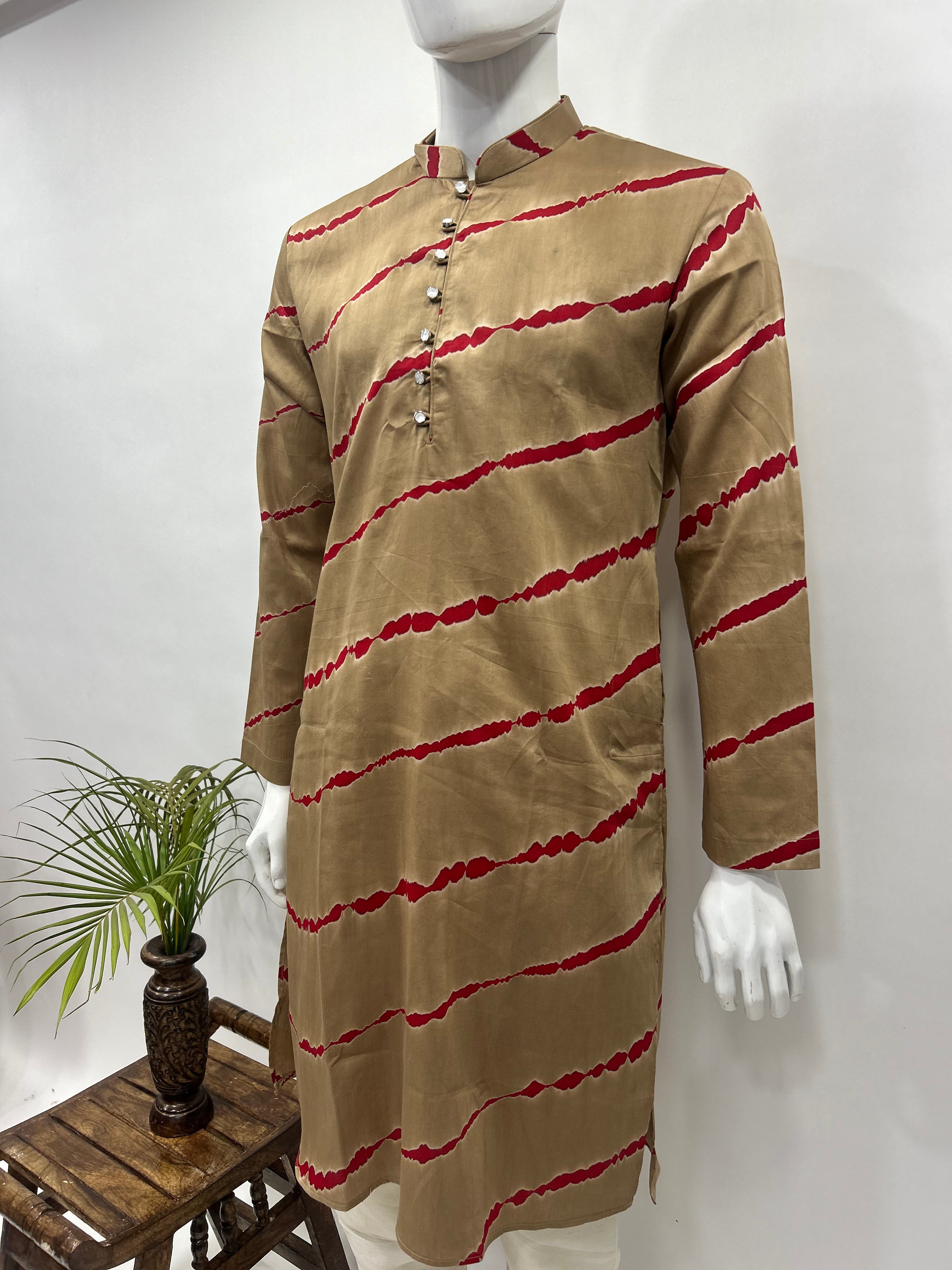 Chickoo Cotton Satin Men’s Kurta