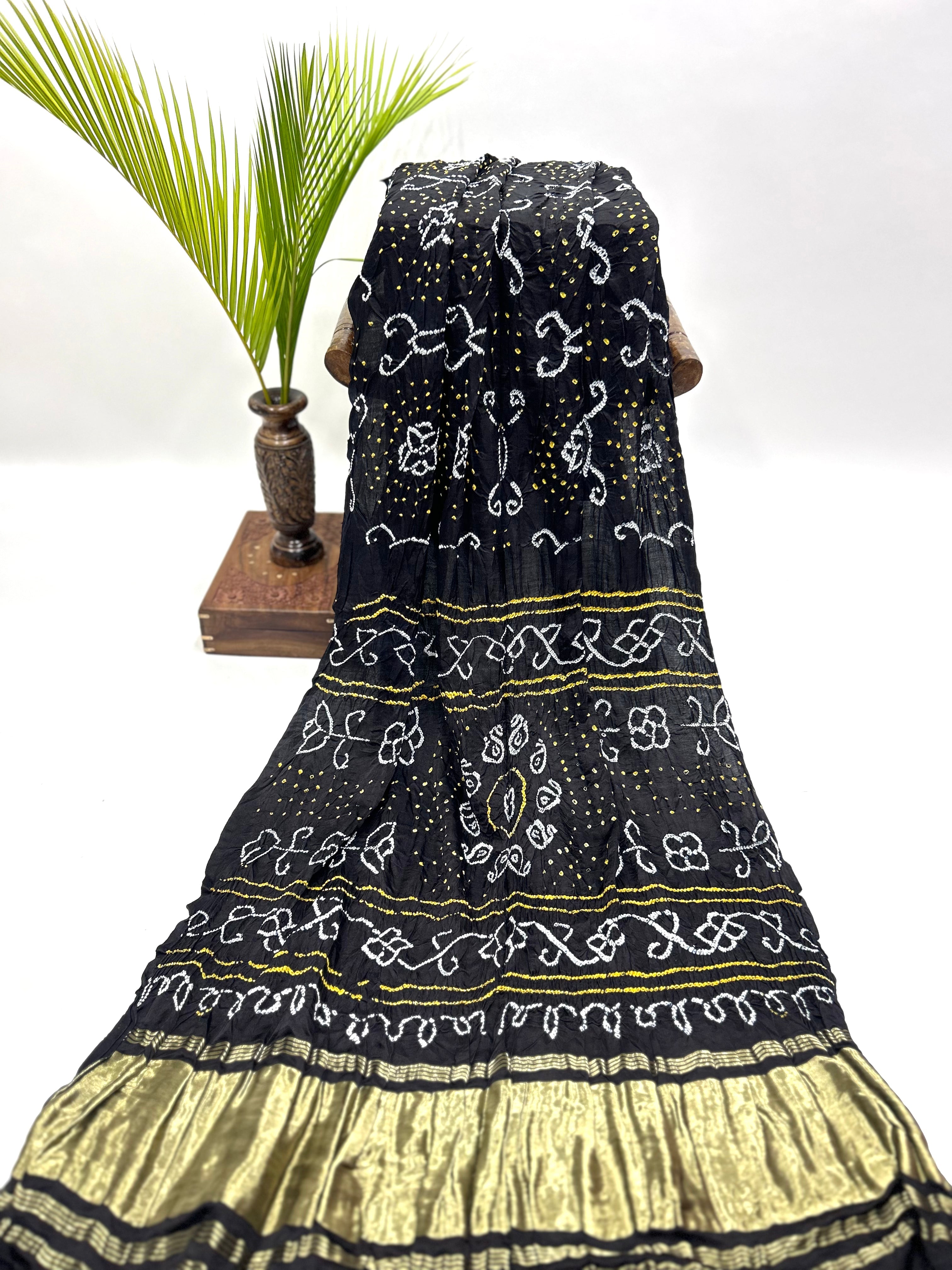 Black Gajji Fancy Bandhani Saree Sarees