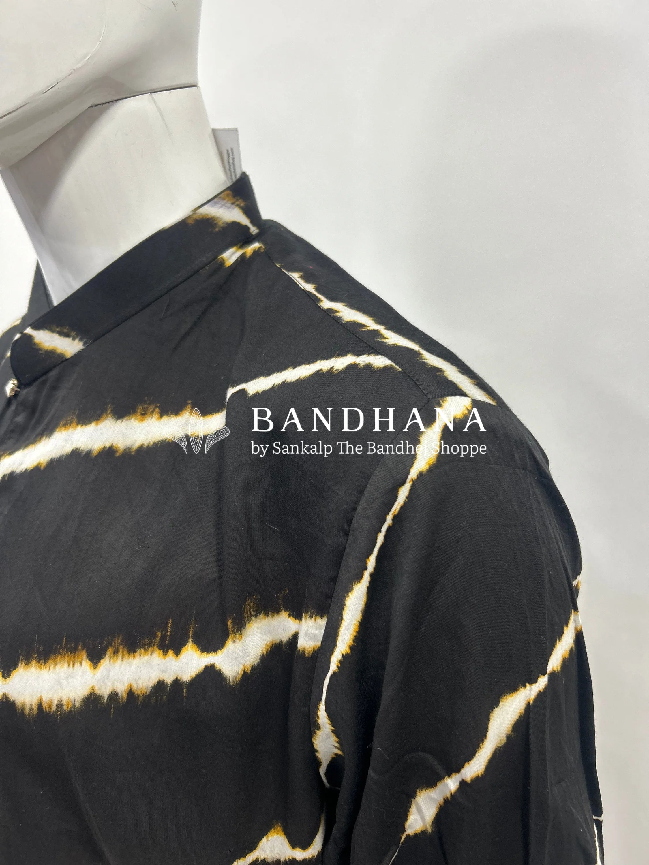 Black Cotton Satin Men’s Kurta