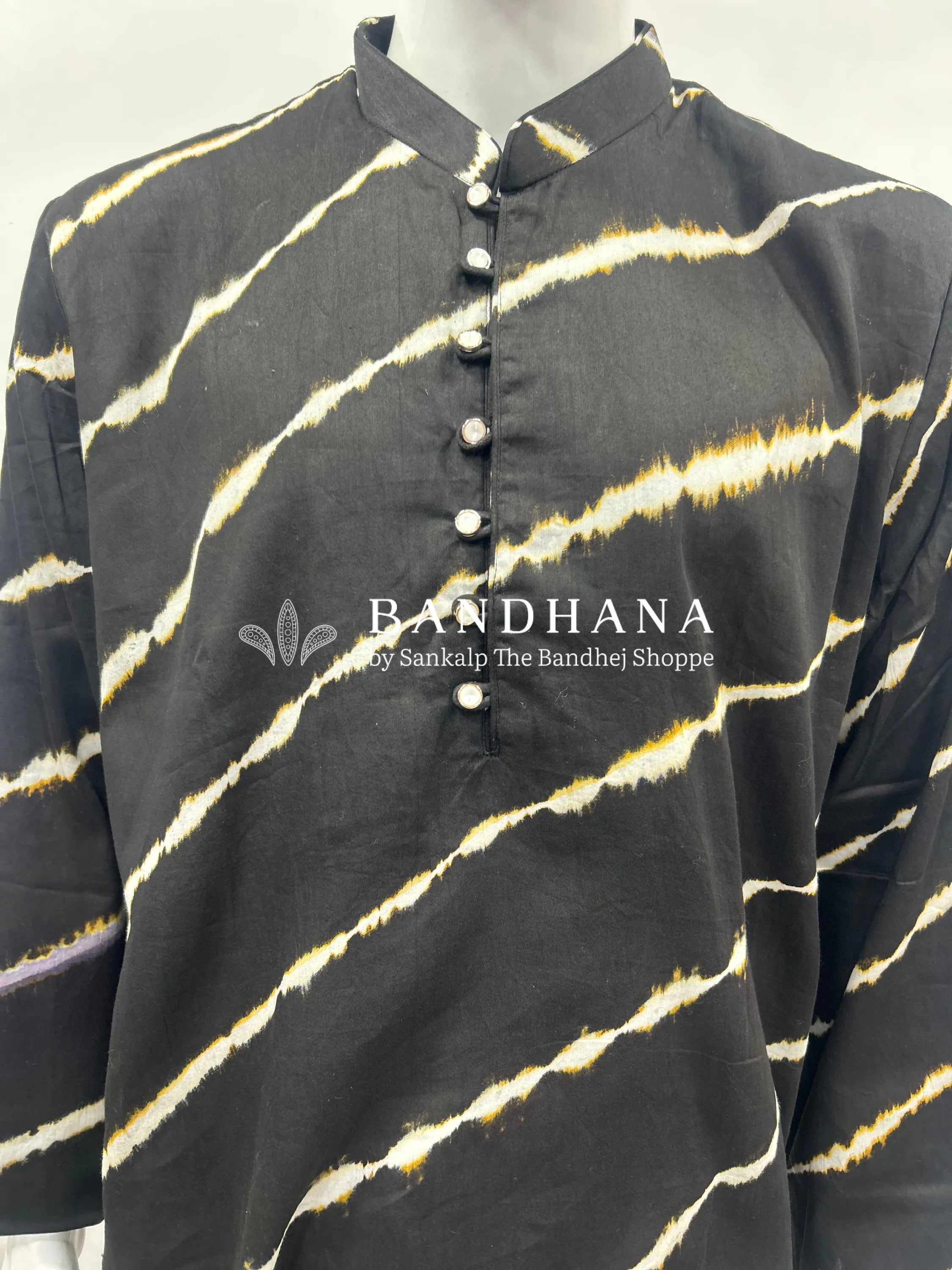 Black Cotton Satin Men’s Kurta