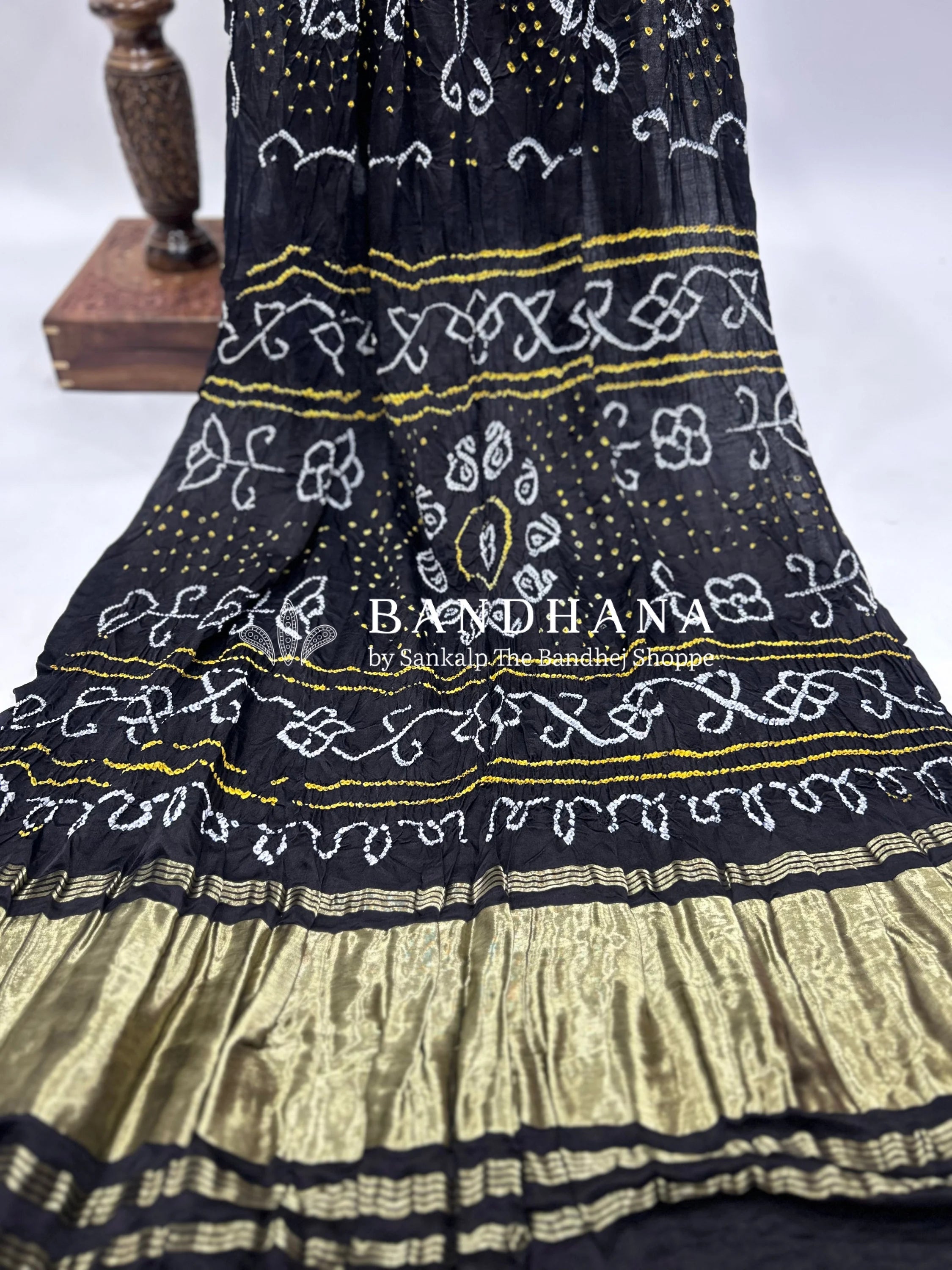 Black Gajji Fancy Bandhani Saree Sarees