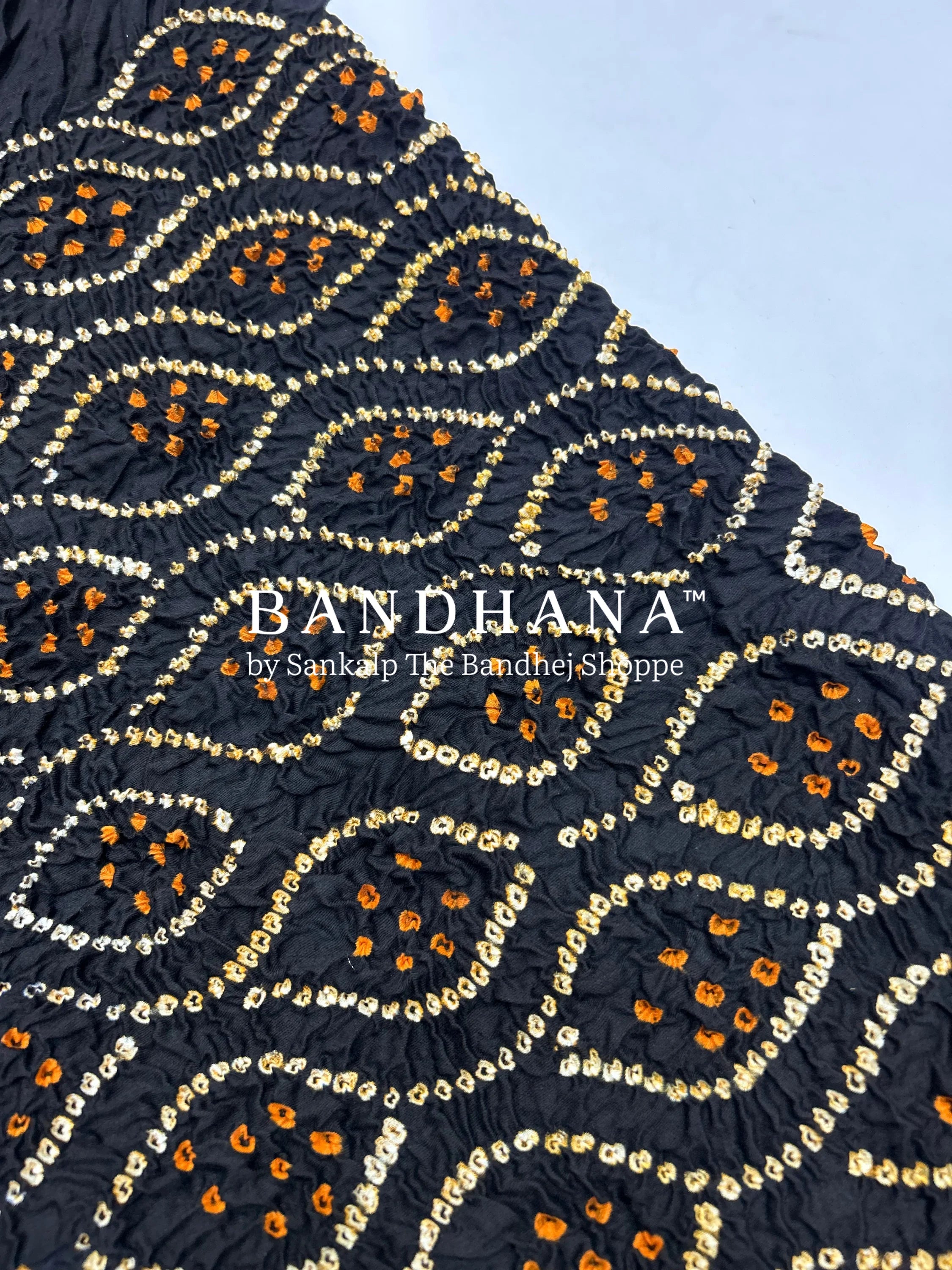 Black-Red Cotton Pandadi Bandhani Dress Material black / Cotton Dresses