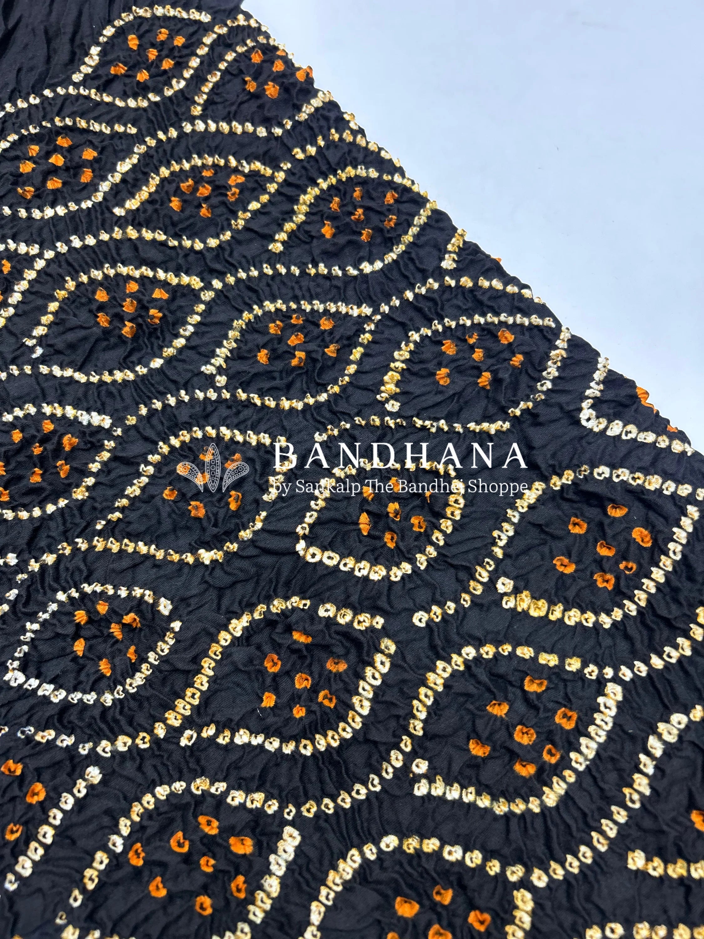 Black-Red Cotton Pandadi Bandhani Dress Material black / Cotton Dresses