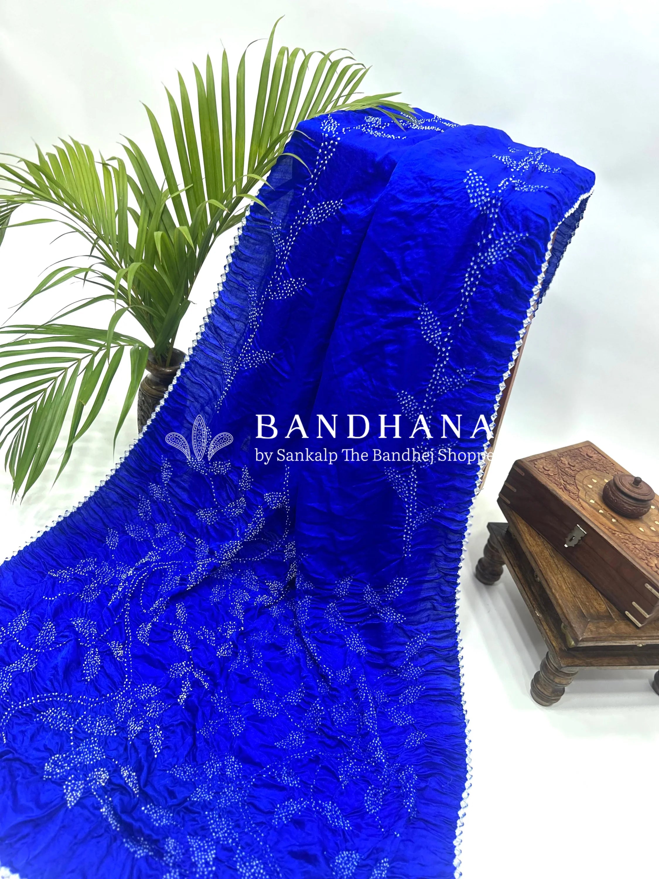 Blue Gajji Gala Bandhani Saree Sarees