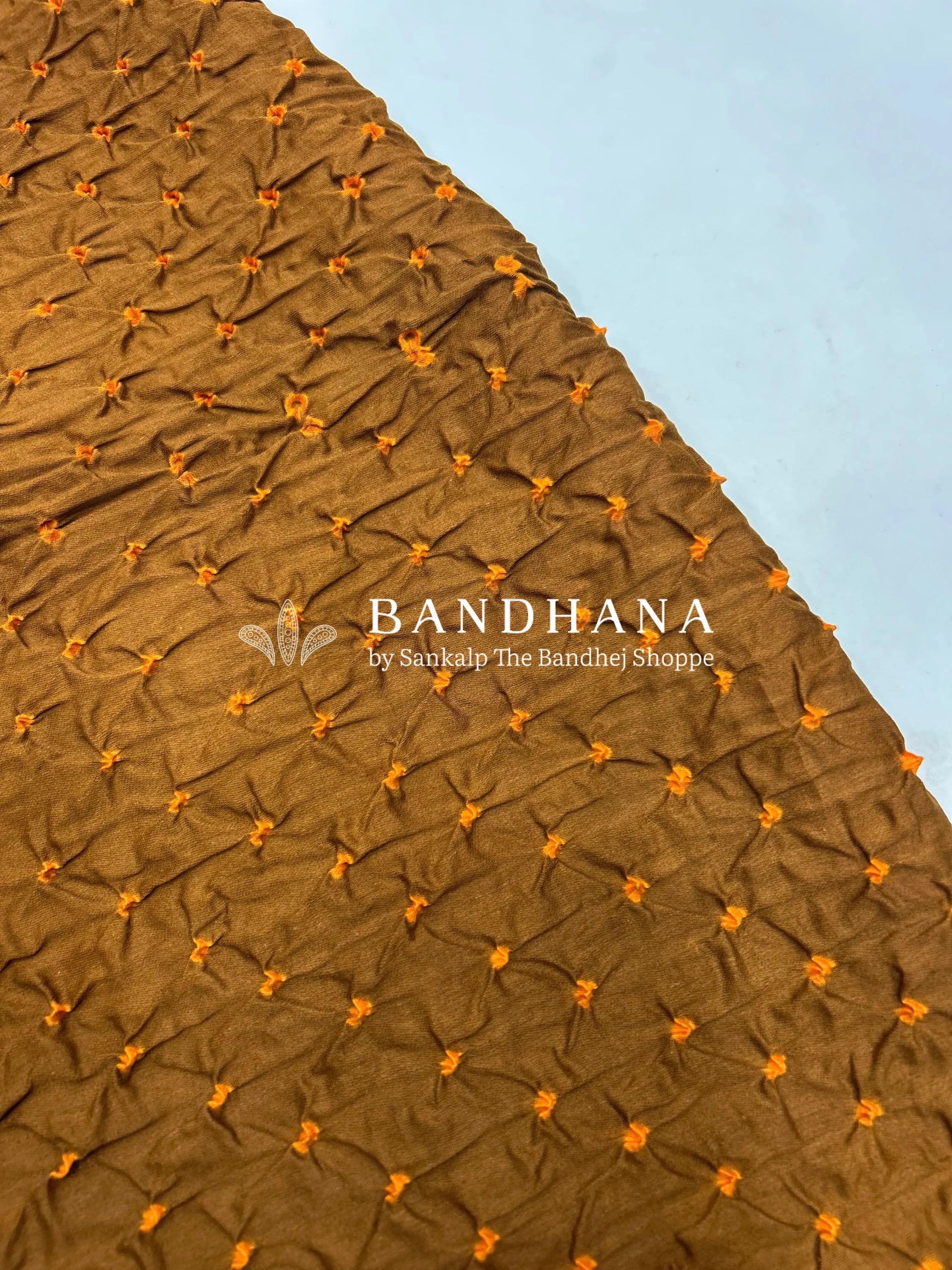 Brown-Coffee Cotton Pandadi Bandhani Dress Material brown / Cotton Dresses