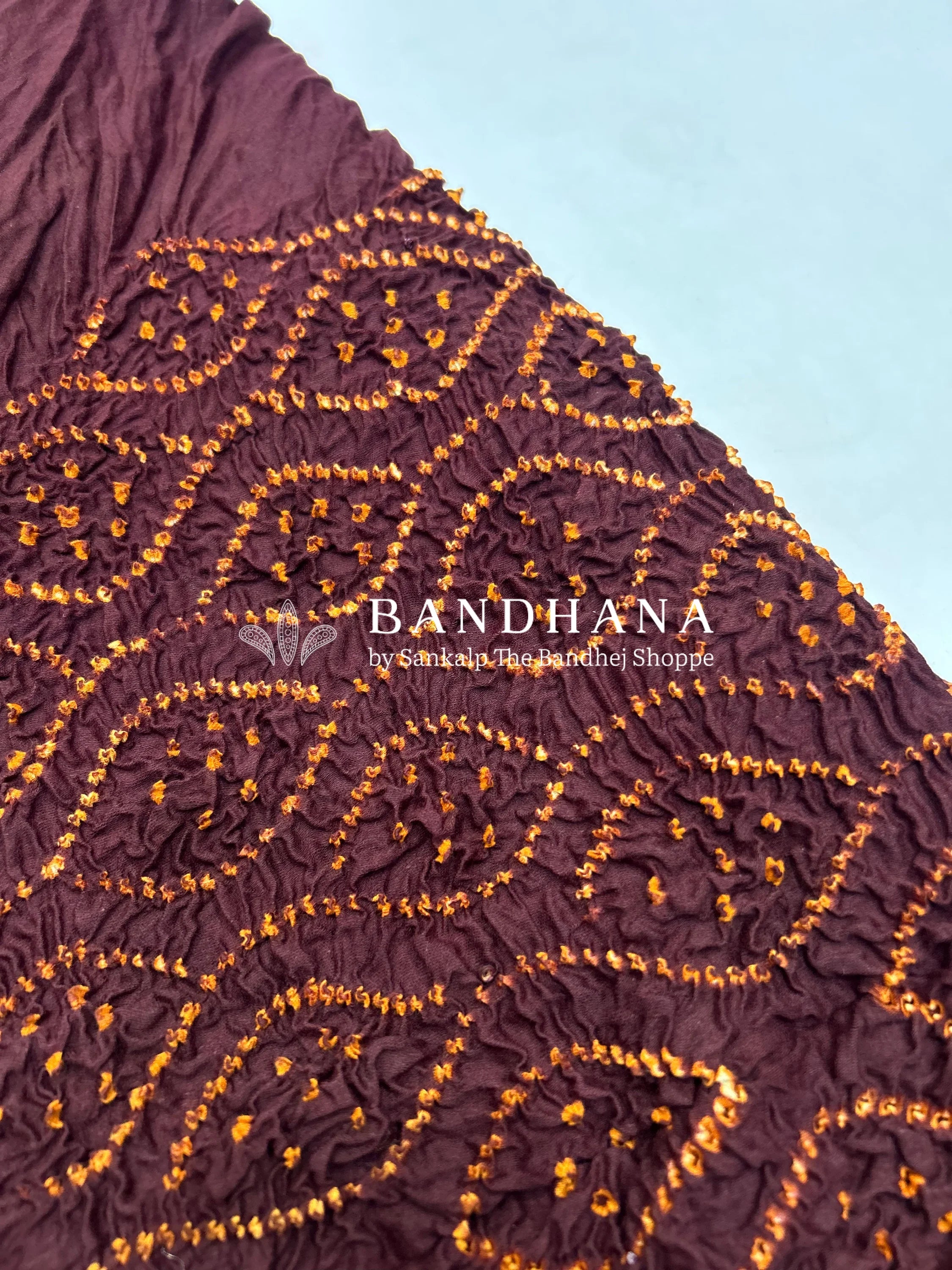 Coffee-Brown Cotton Pandadi Bandhani Dress Material brown / Cotton Dresses