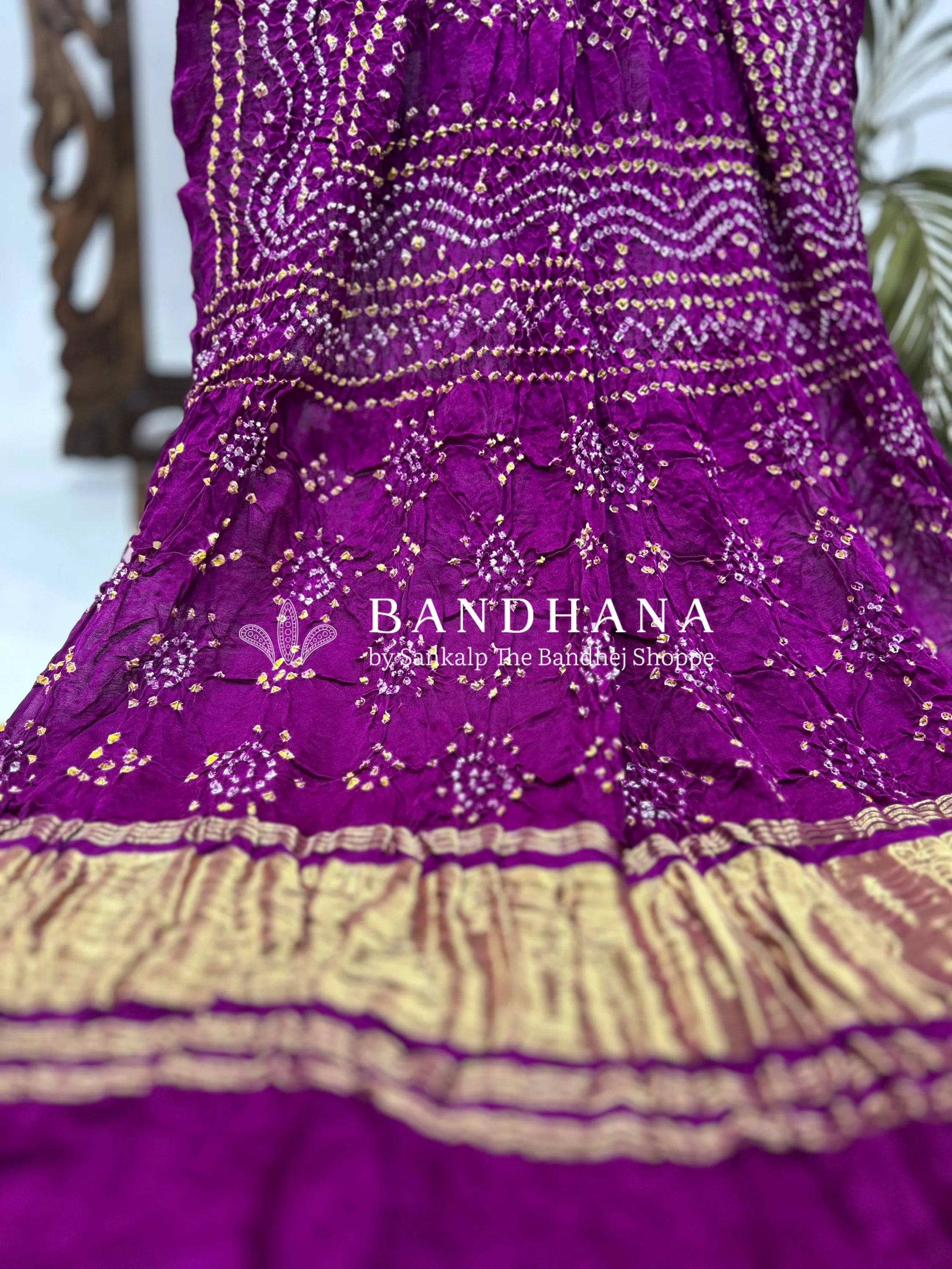 Dark Purple Gajji Silk Chandrakani Dupatta Dupattas