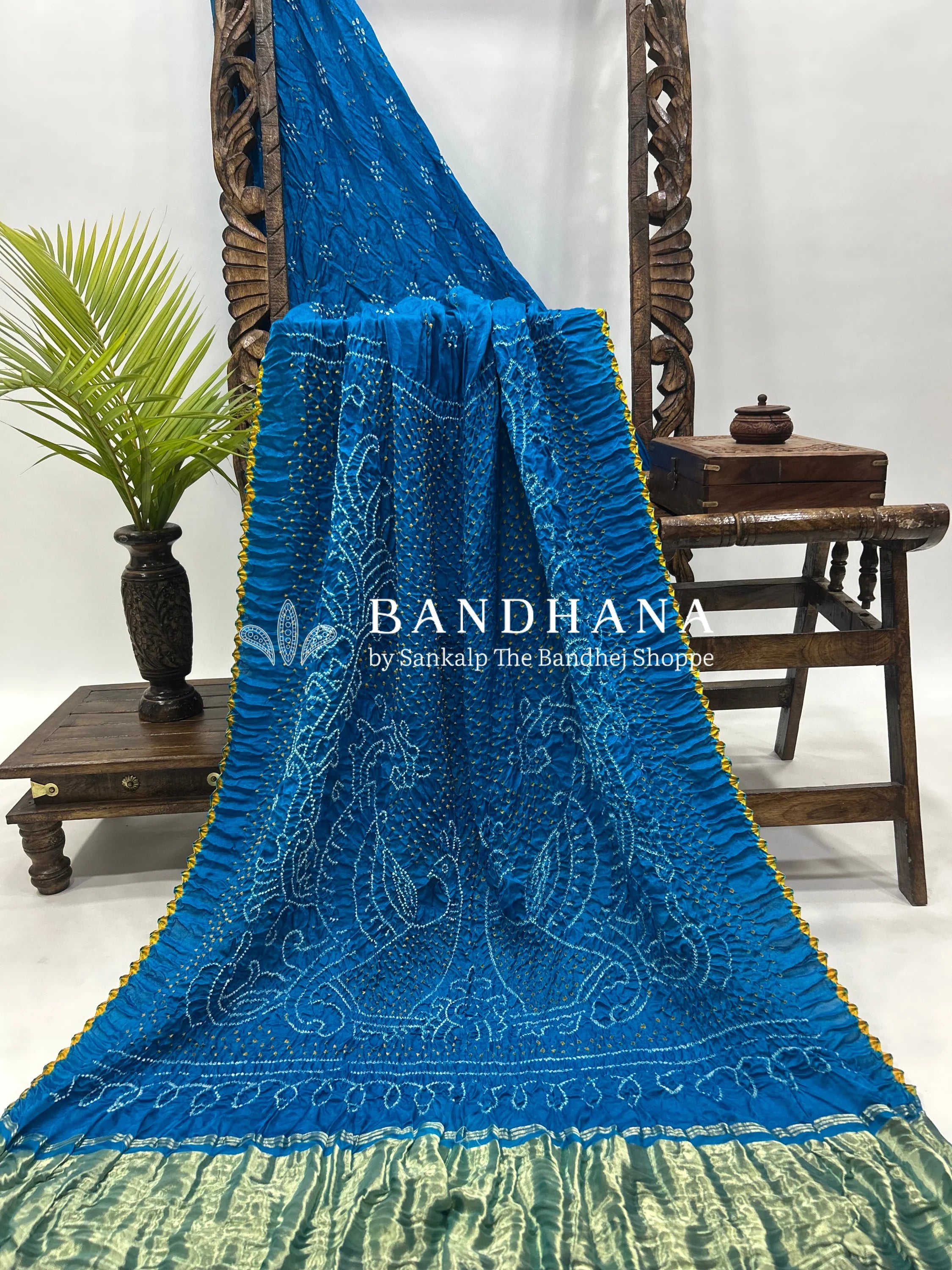 Firozy Mor Palav Gajji Designer Bandhani Saree Sarees