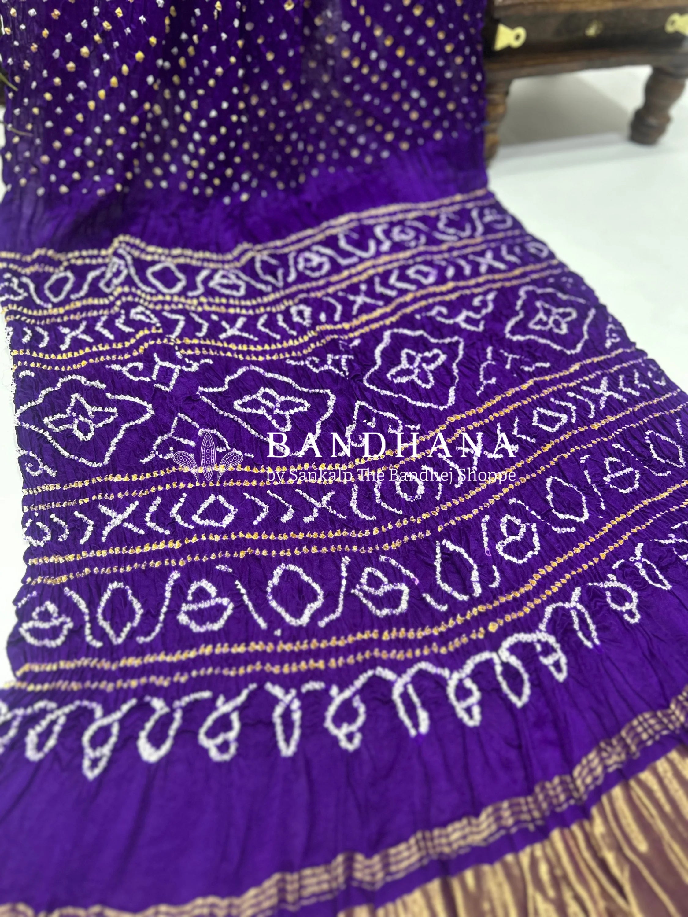 Gajji Silk Single Dot Bandhani Purple Saree Sarees