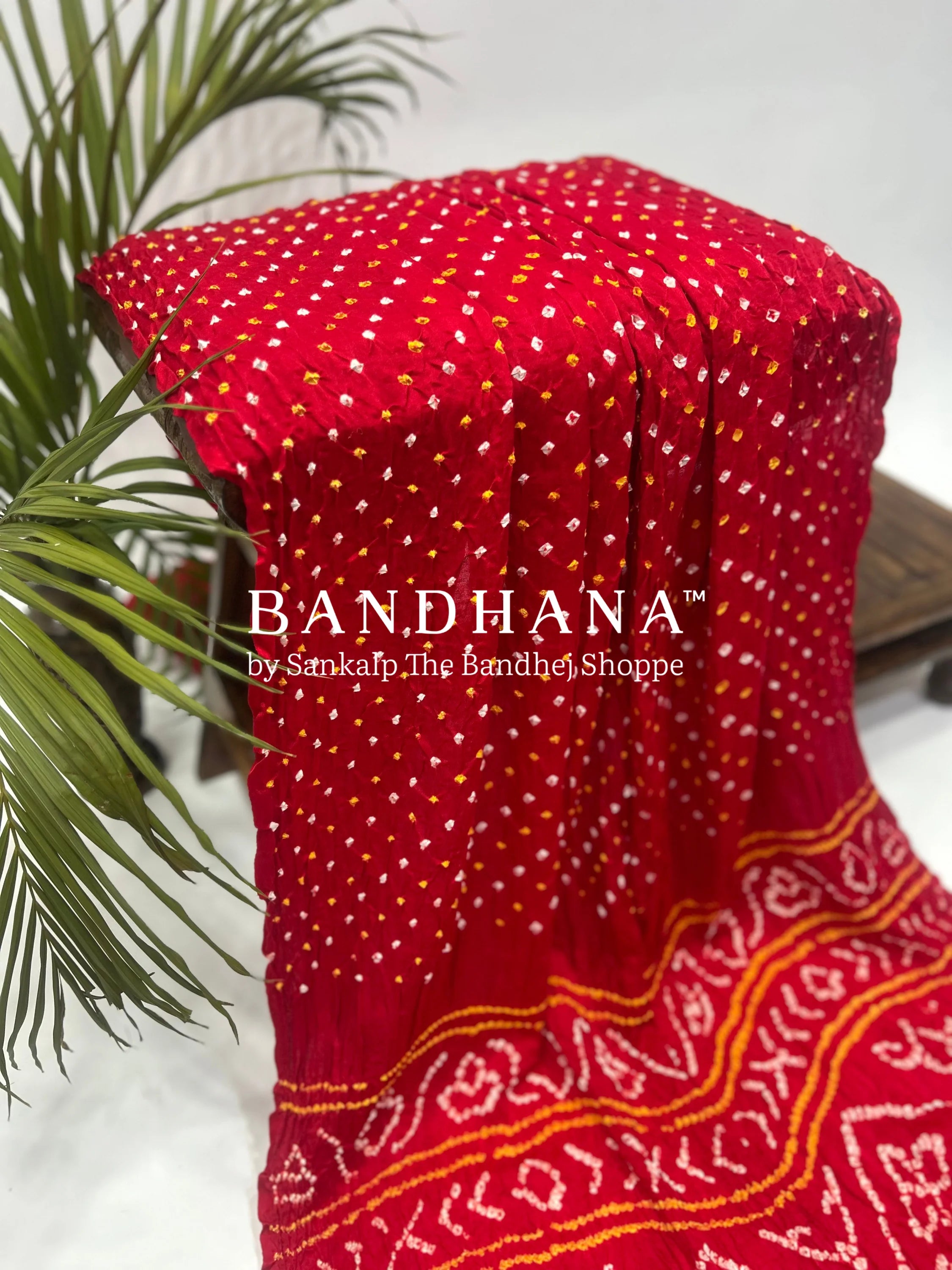 Gajji Silk Single Dot Bandhani Saree In Red Color Sarees