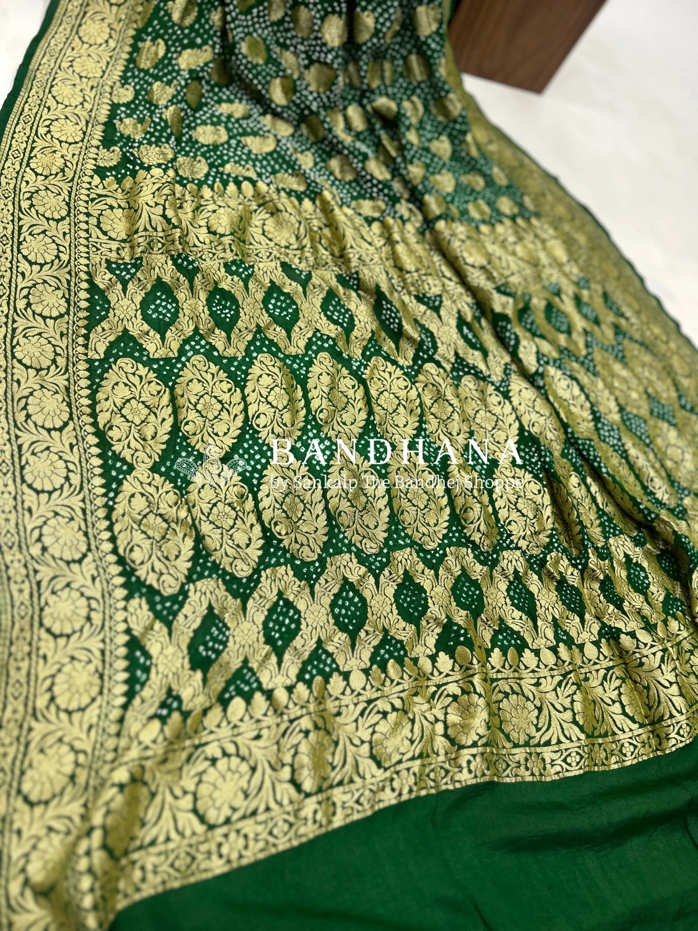 Elegant Green Georgette Banarasi Bridal Drape Sarees