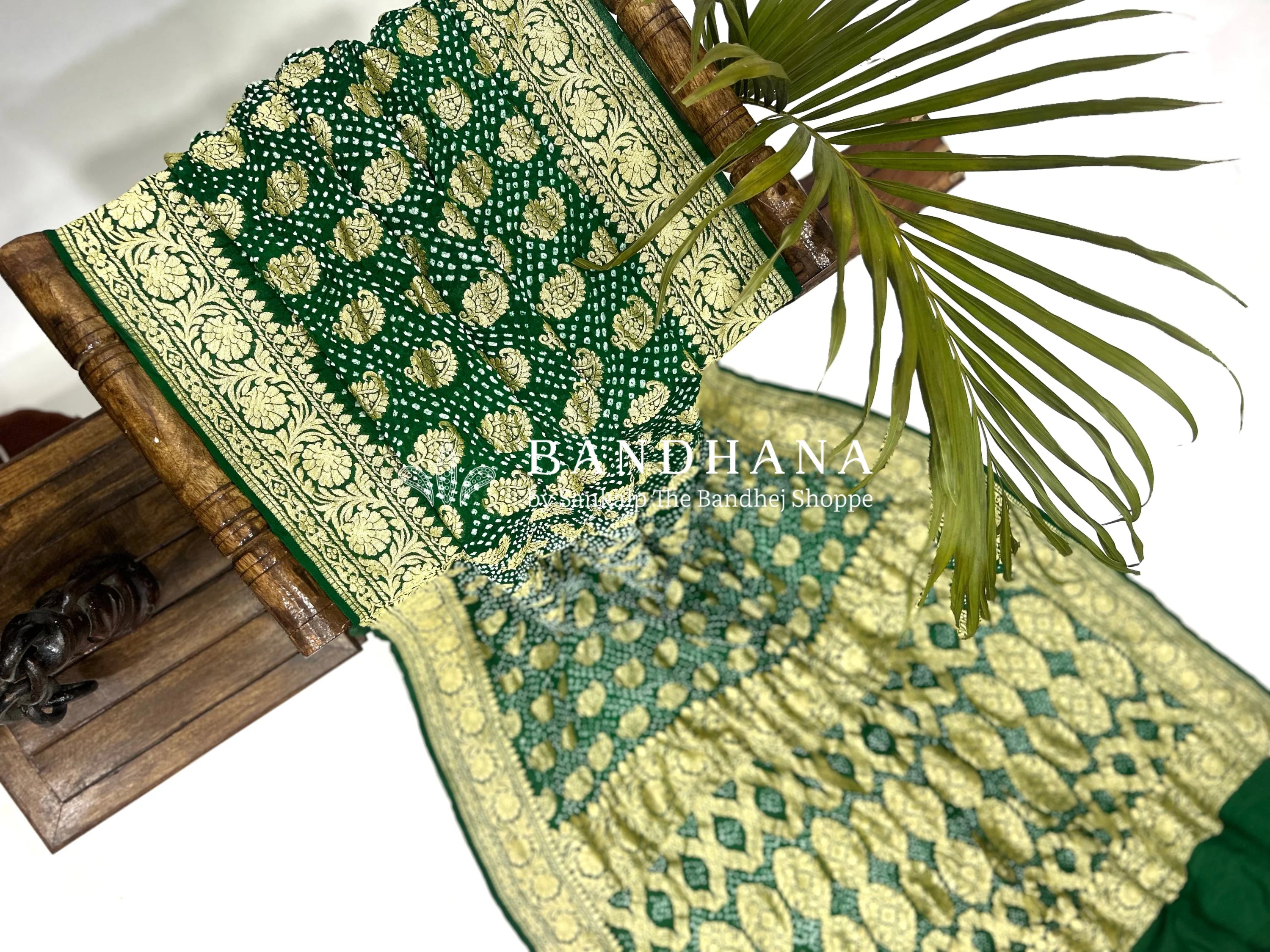 Elegant Green Georgette Banarasi Bridal Drape Sarees