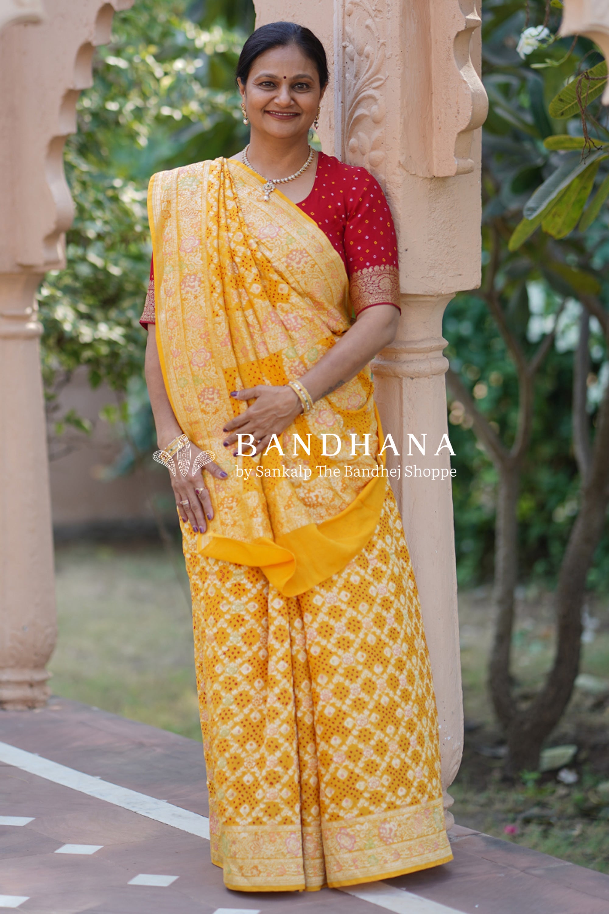 Georgette Banarasi Meenakari Handloom Saree In Yellow Sarees