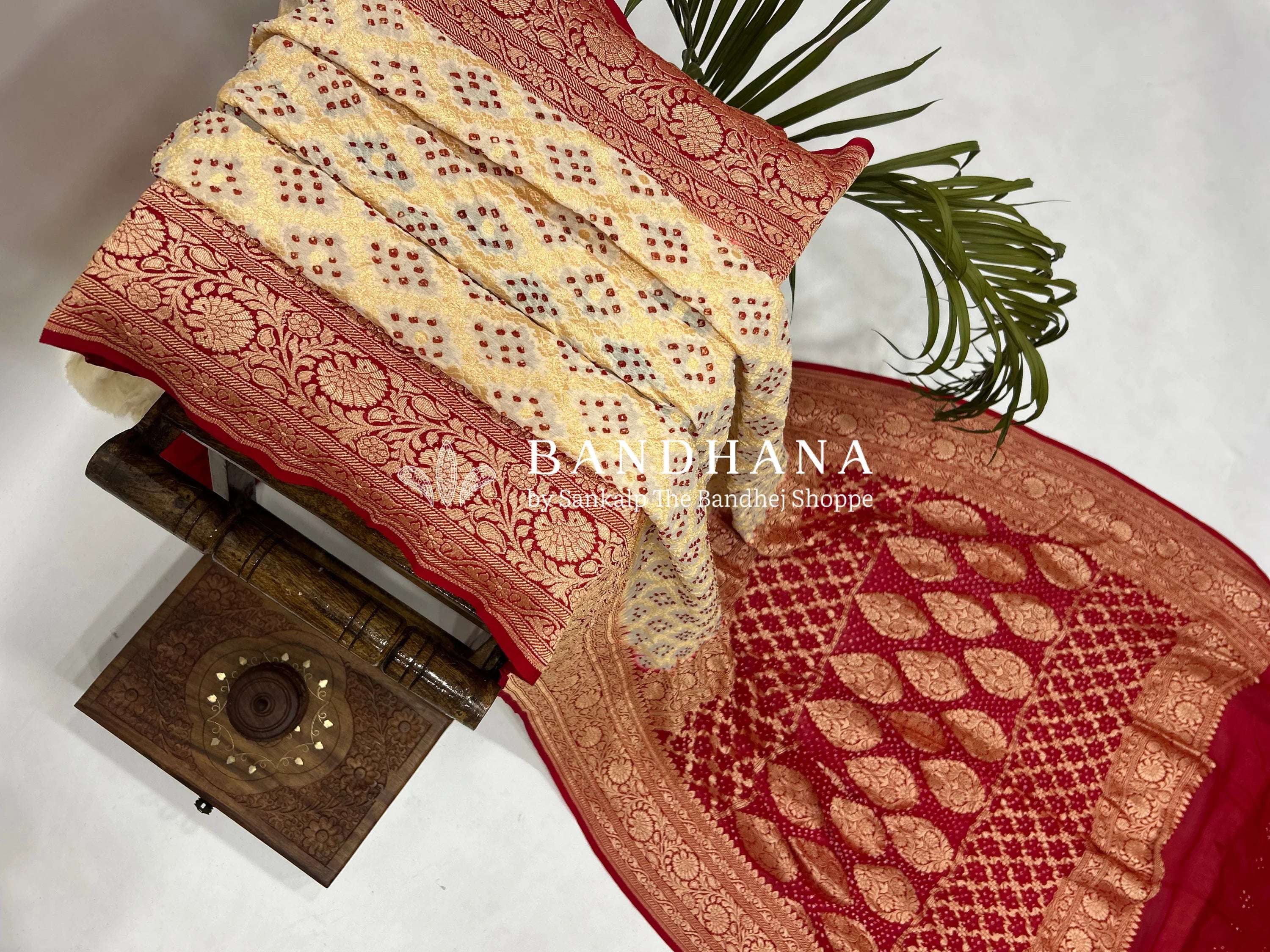 Georgette Jaal Bandhani Saree In Red Color Sarees