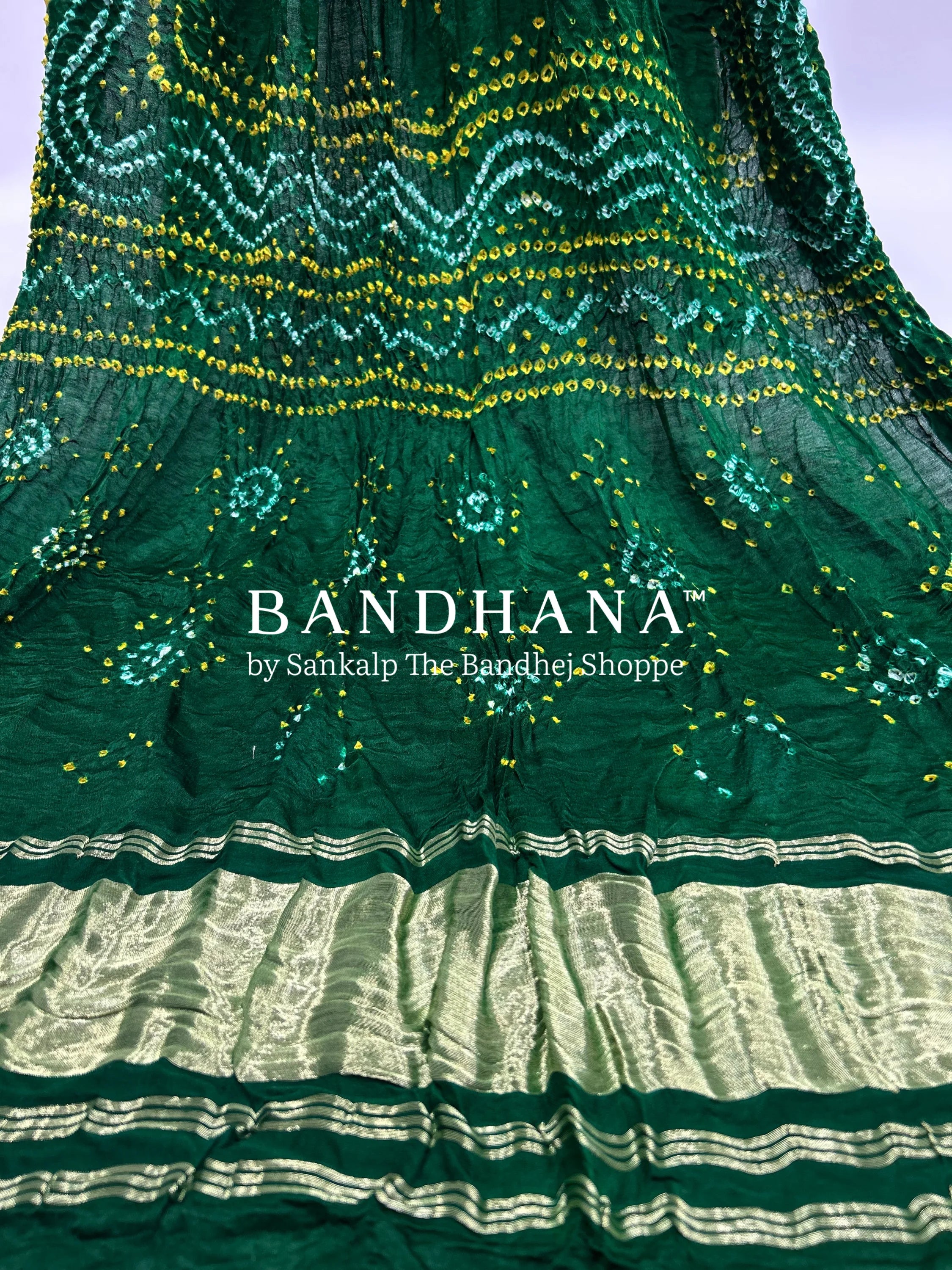 Green Gajji Silk Chandrakani Dupatta darkgreen / Gajji Silk Dupattas