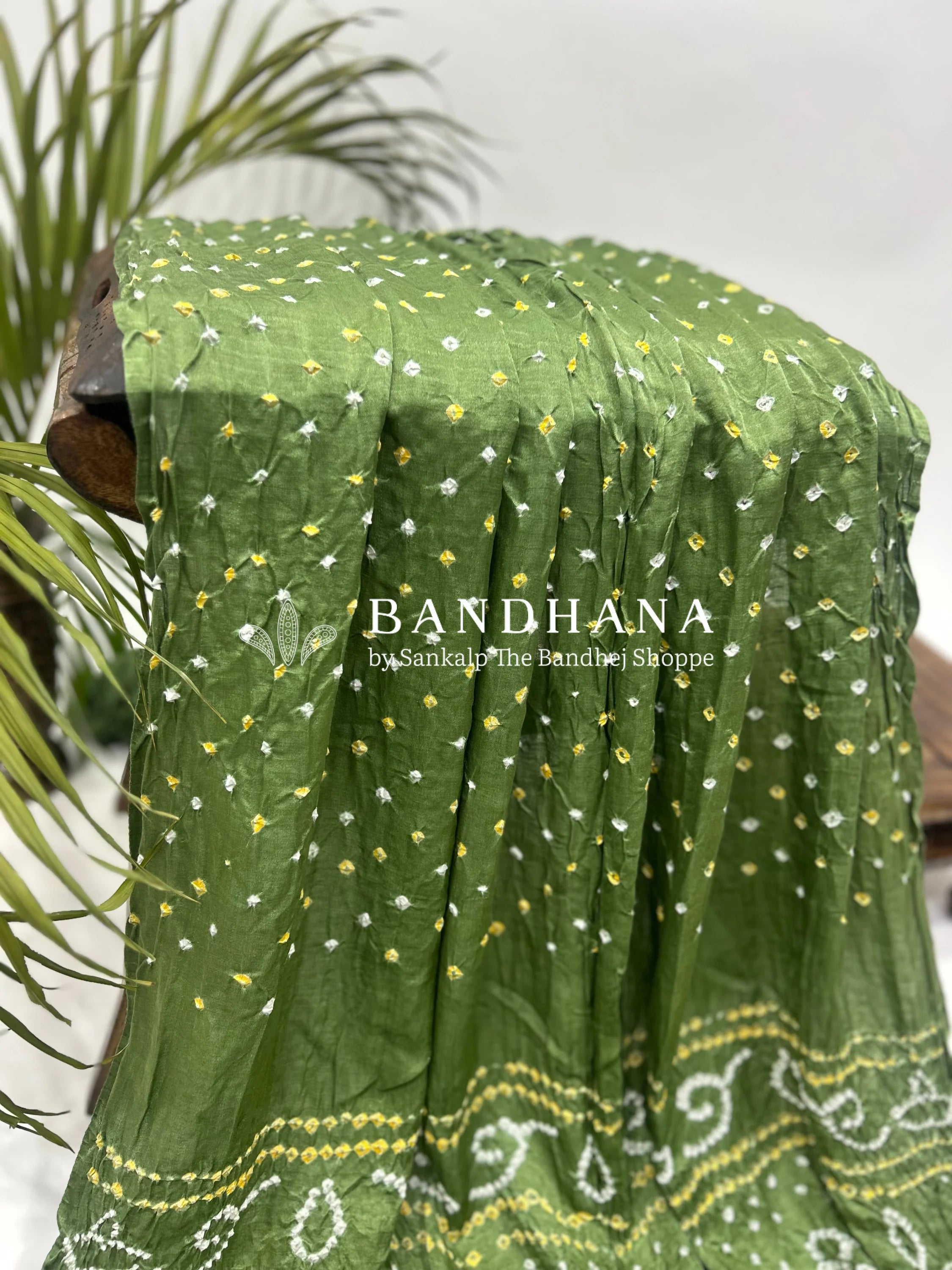 Green Gajji Silk Single Dot Bandhani Saree Sarees