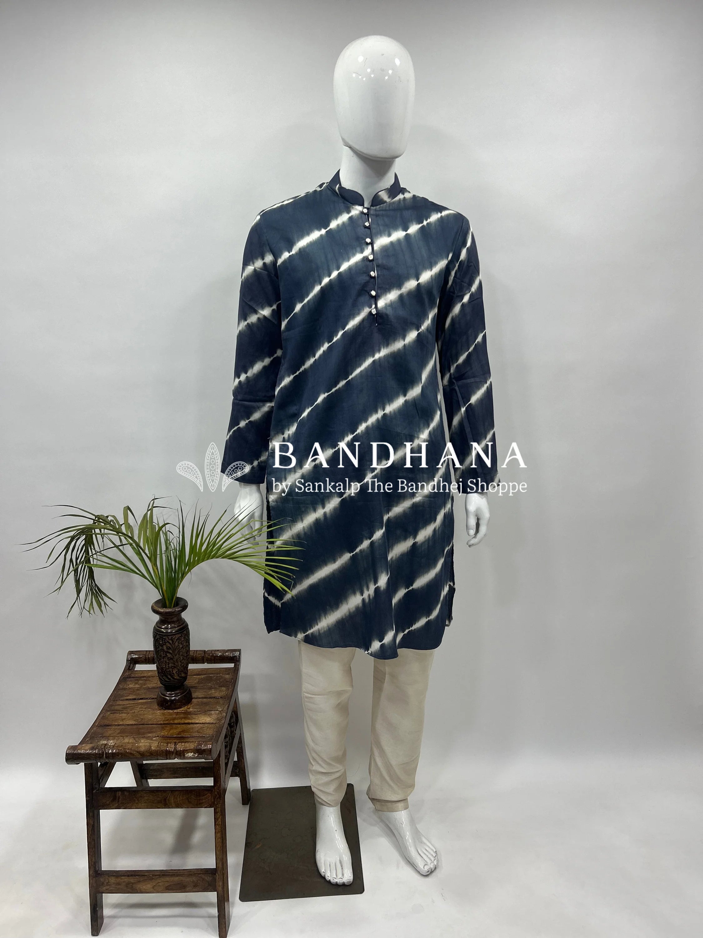 Grey Cotton Satin Men’s Kurta