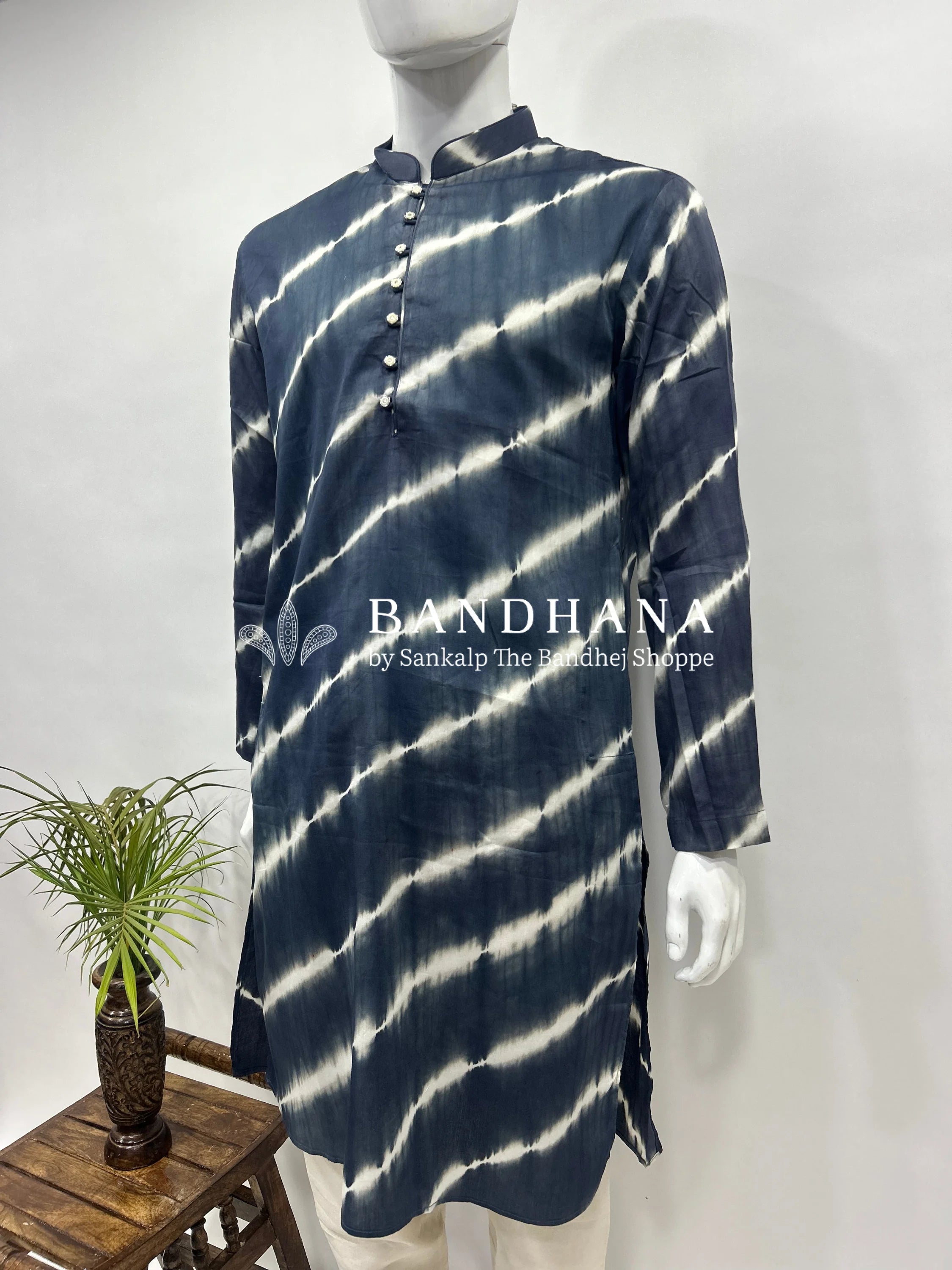 Grey Cotton Satin Men’s Kurta