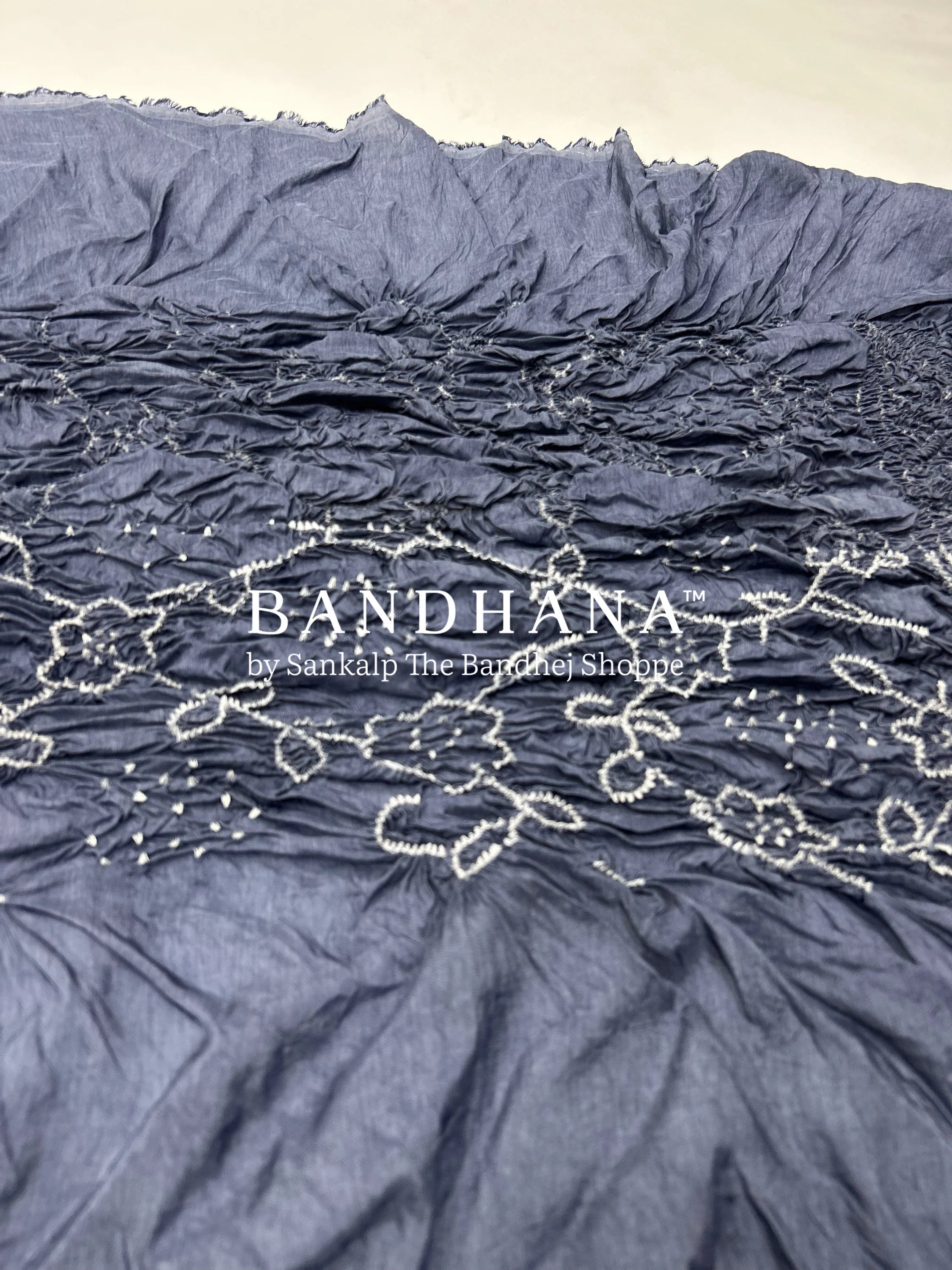 Grey Dola Silk Bandhani Dress Material grey / Dola Silk Dresses