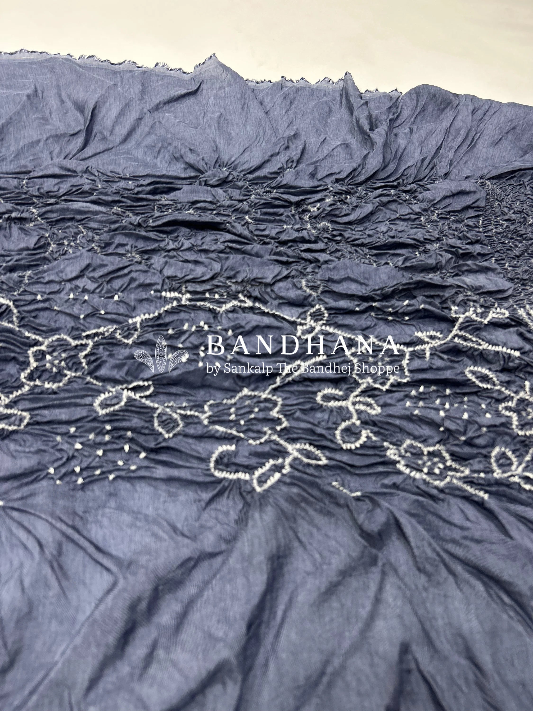 Grey Dola Silk Bandhani Dress Material grey / Dola Silk Dresses