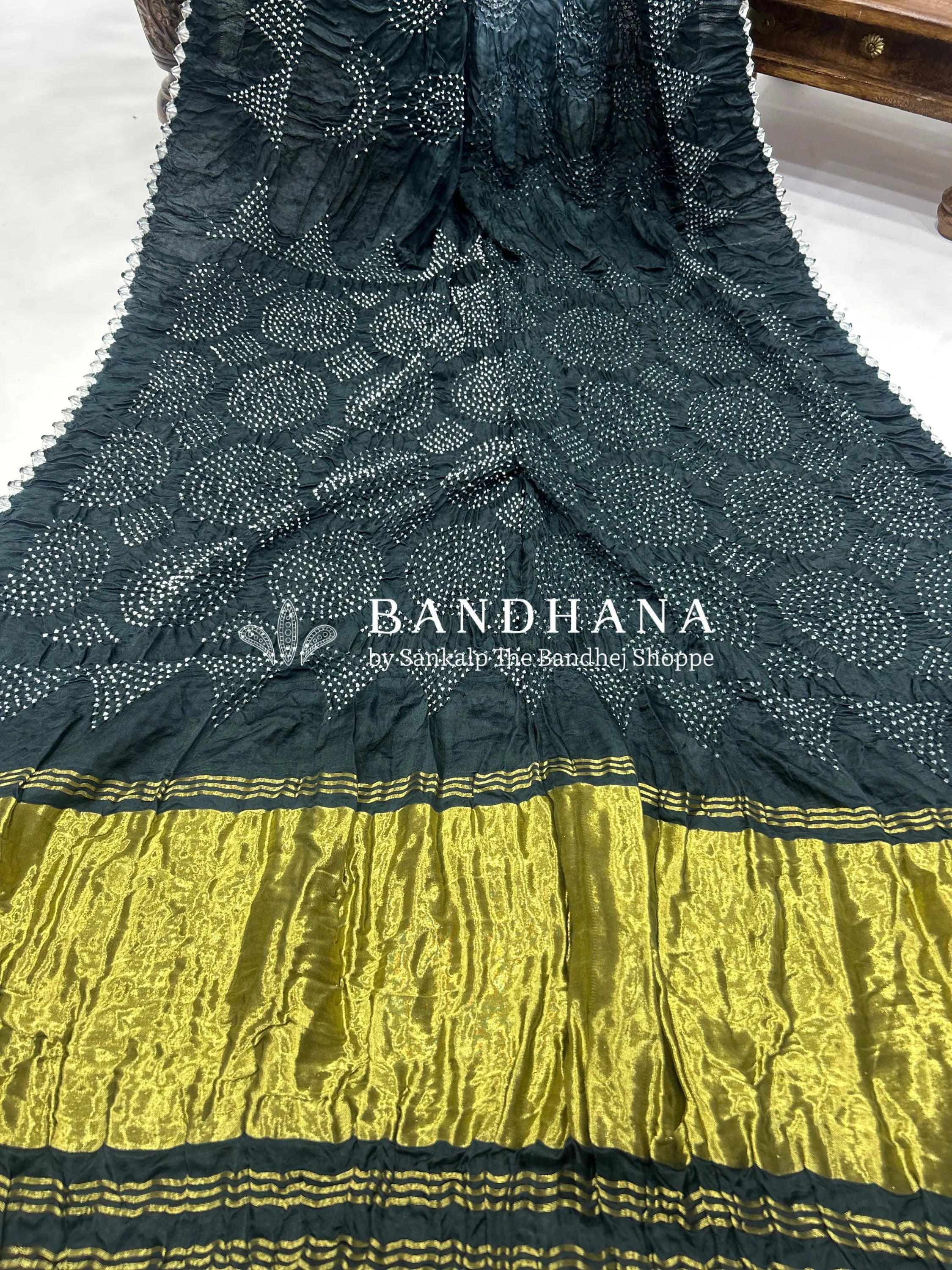 Grey Gajji Bharati Designer Bandhani Saree Sarees