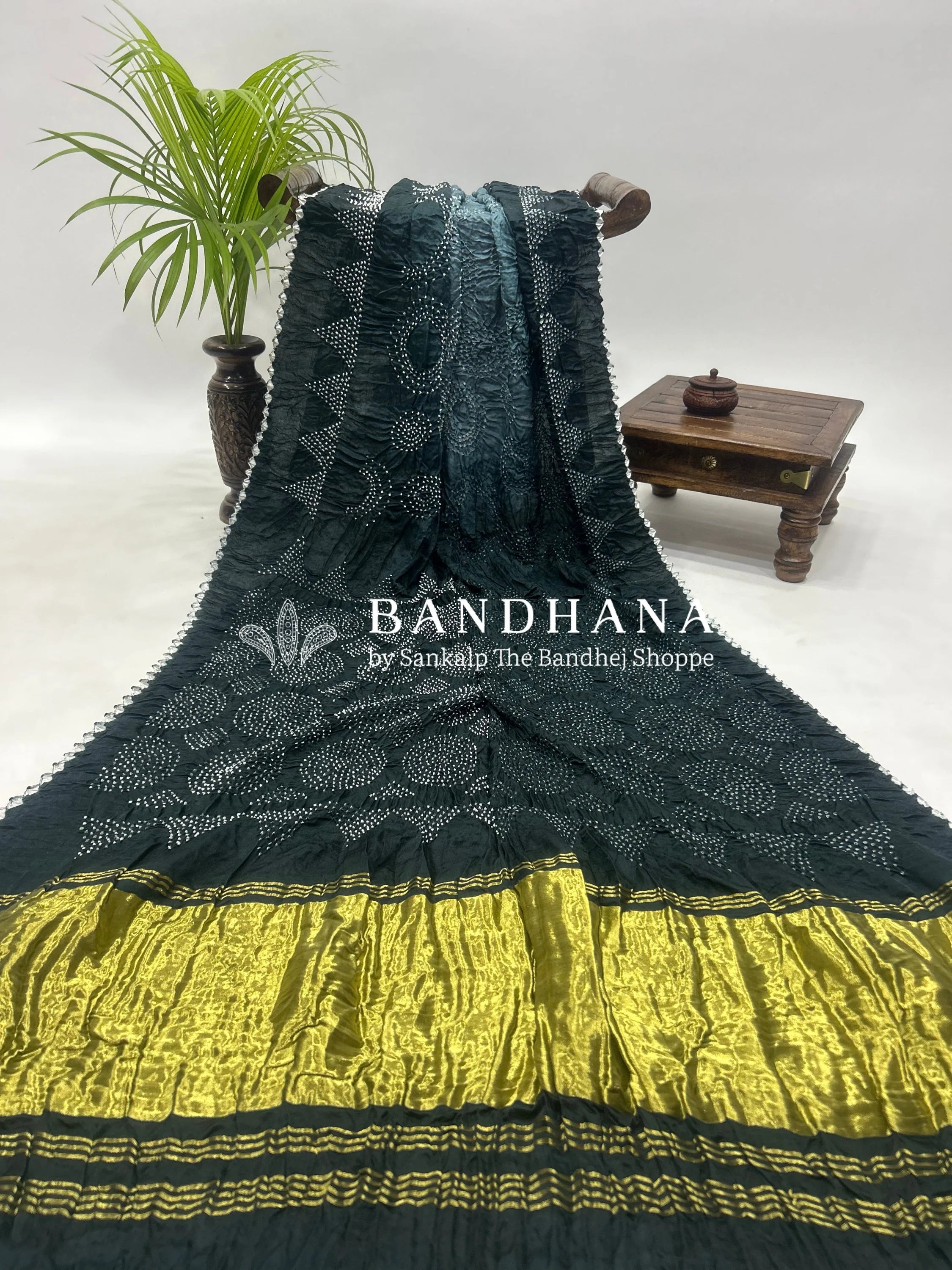 Grey Gajji Bharati Designer Bandhani Saree Sarees