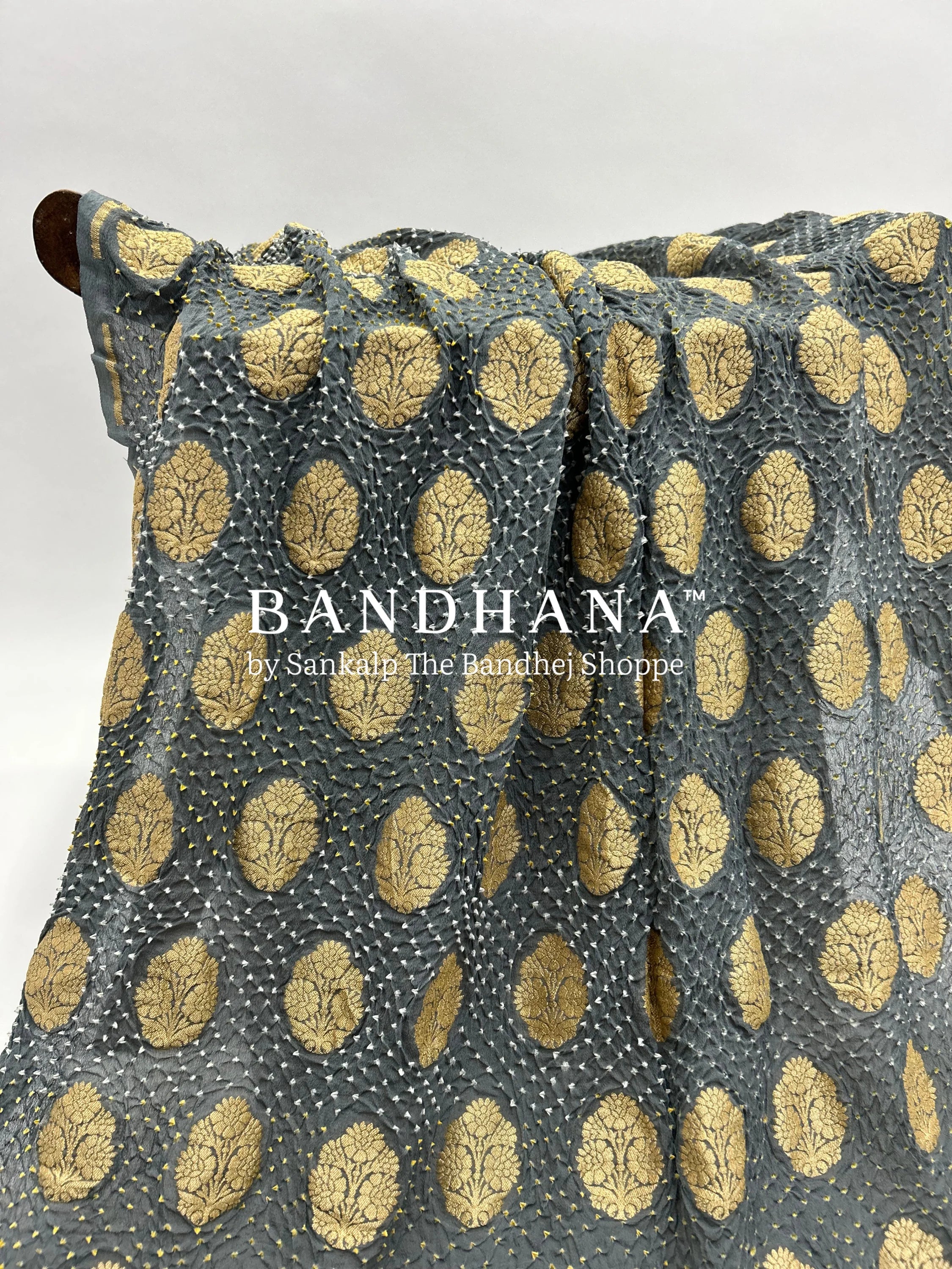 Grey Georgette Banarasi Bandhani Kurti Material grey / Georgette Dresses