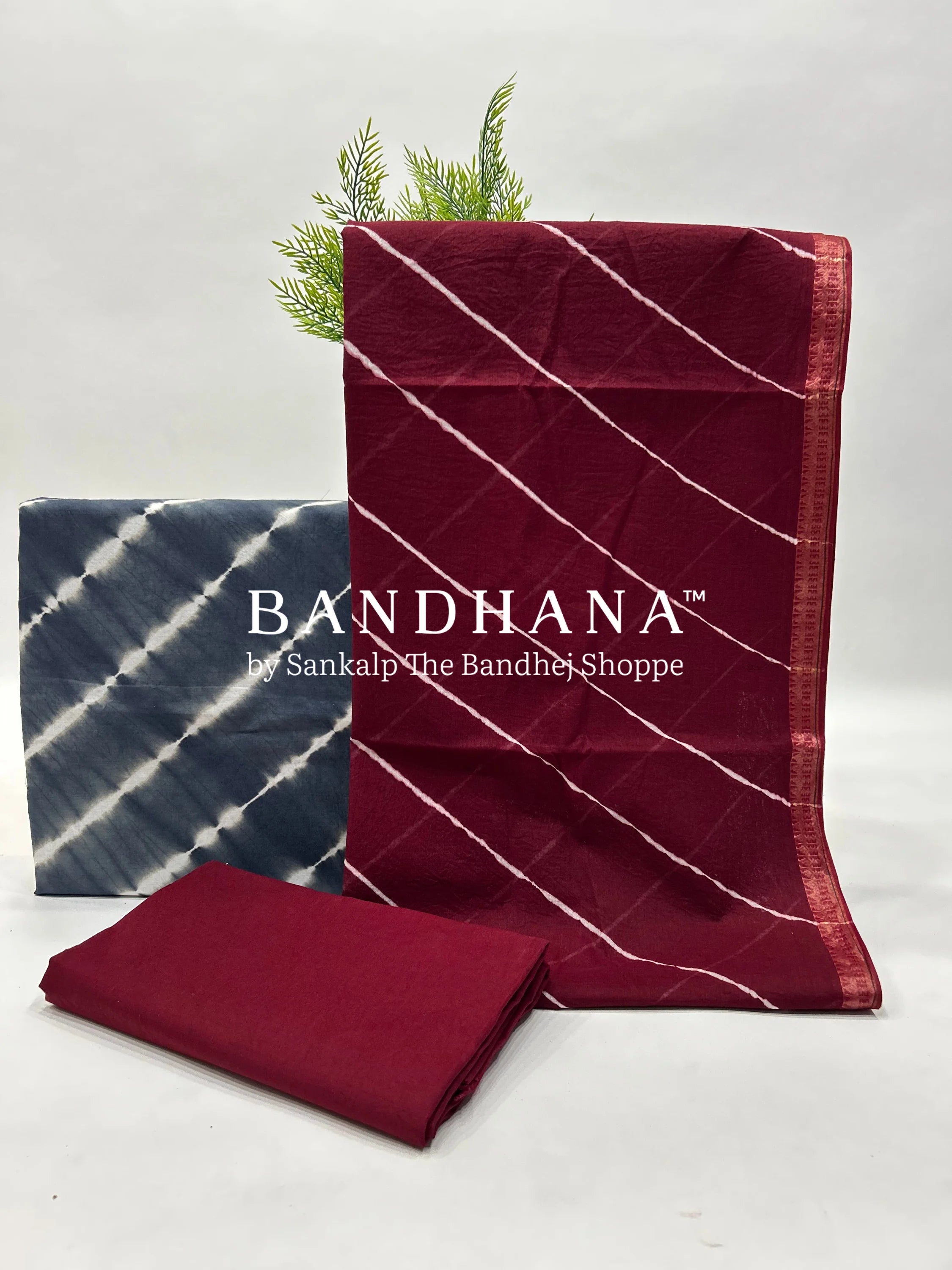 Grey-Maroon Cotton Laheriya Dress Material maroon / Cotton Dresses