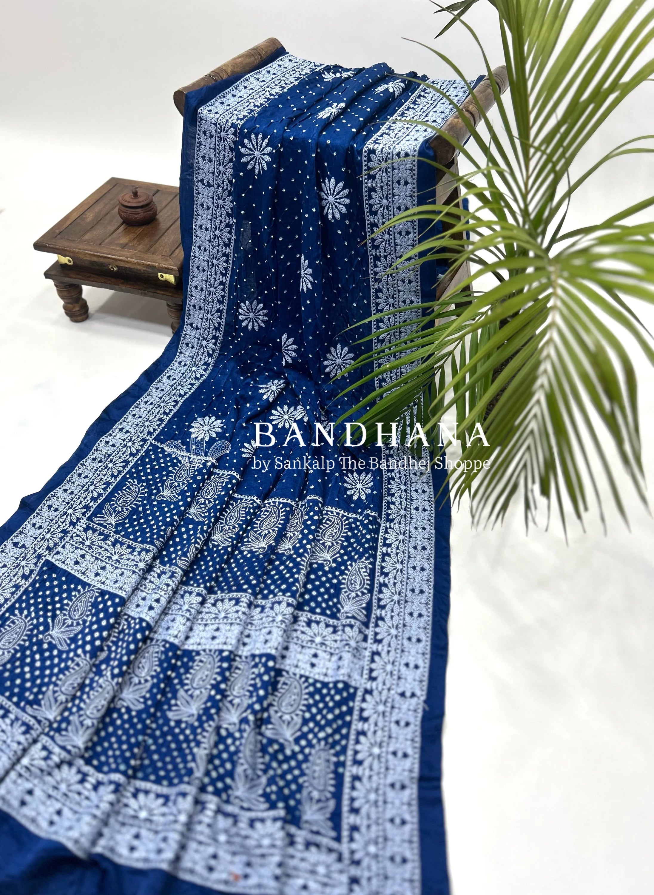 Timeless Blue Bandhani Gajji Silk Elegance Saree Sarees