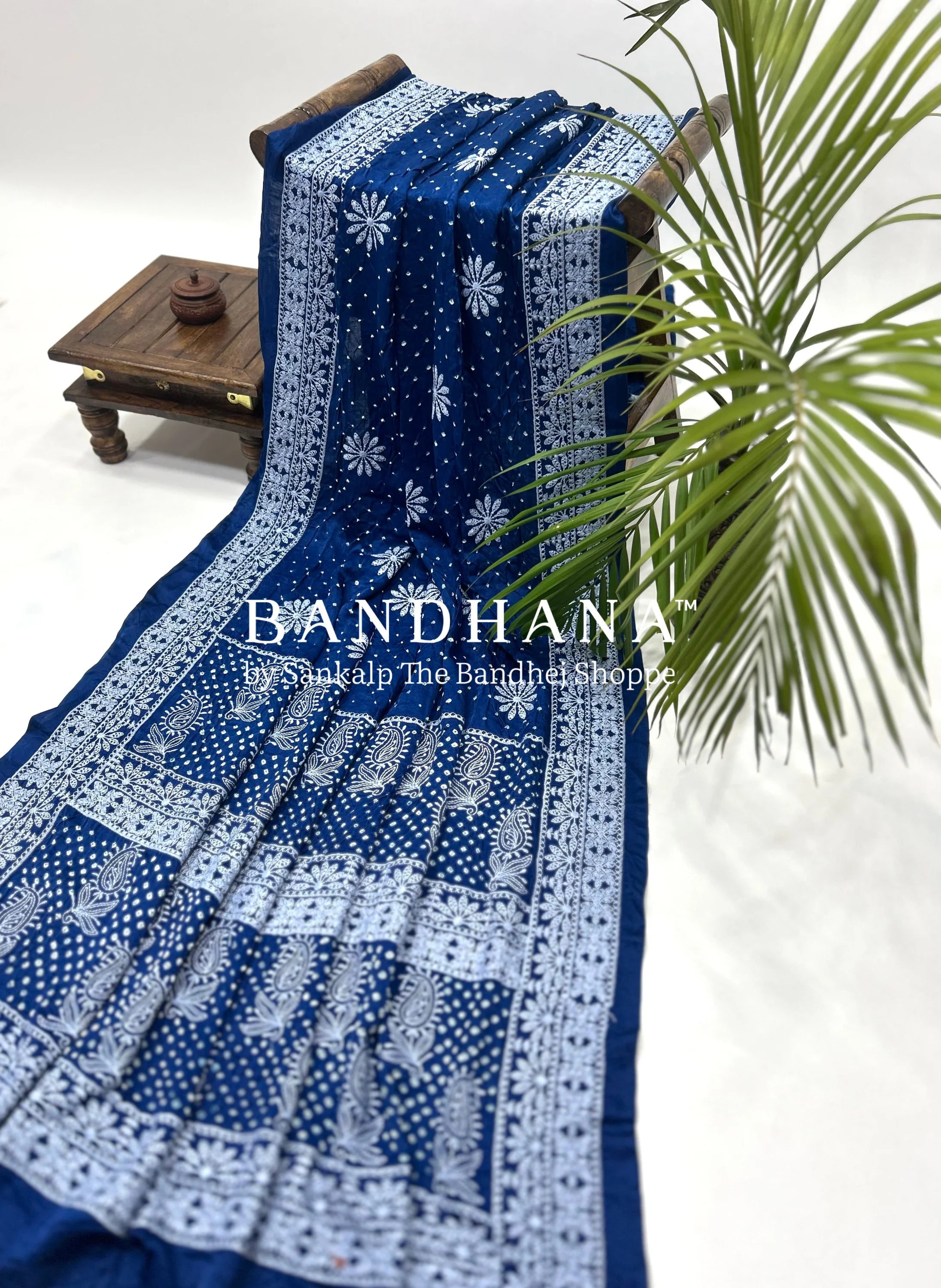 Timeless Blue Bandhani Gajji Silk Elegance Saree Sarees