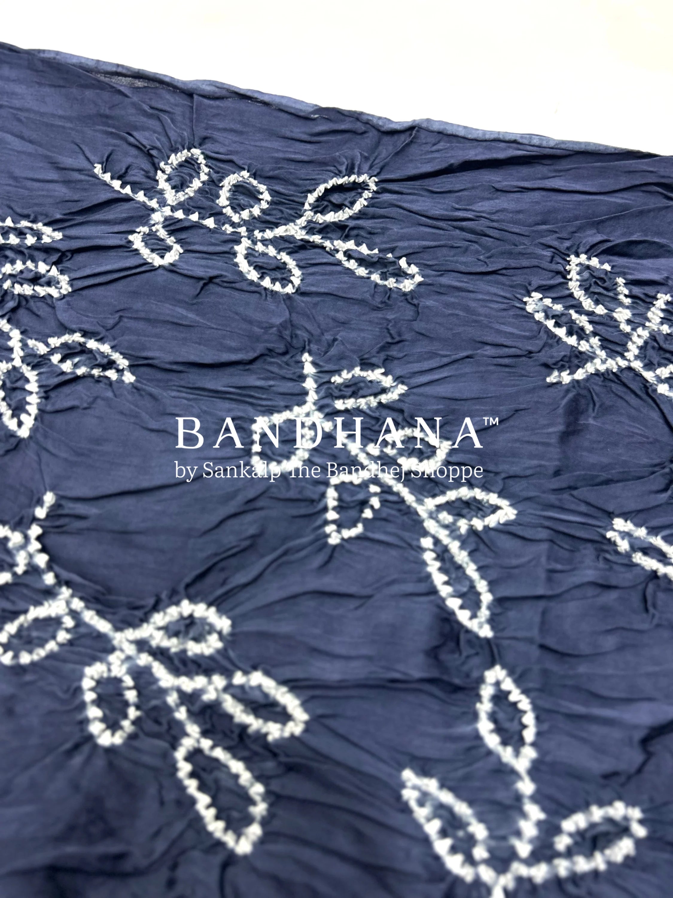 Indigo-White Modal Ambadaal Dress Material navy / Modal Silk Dresses