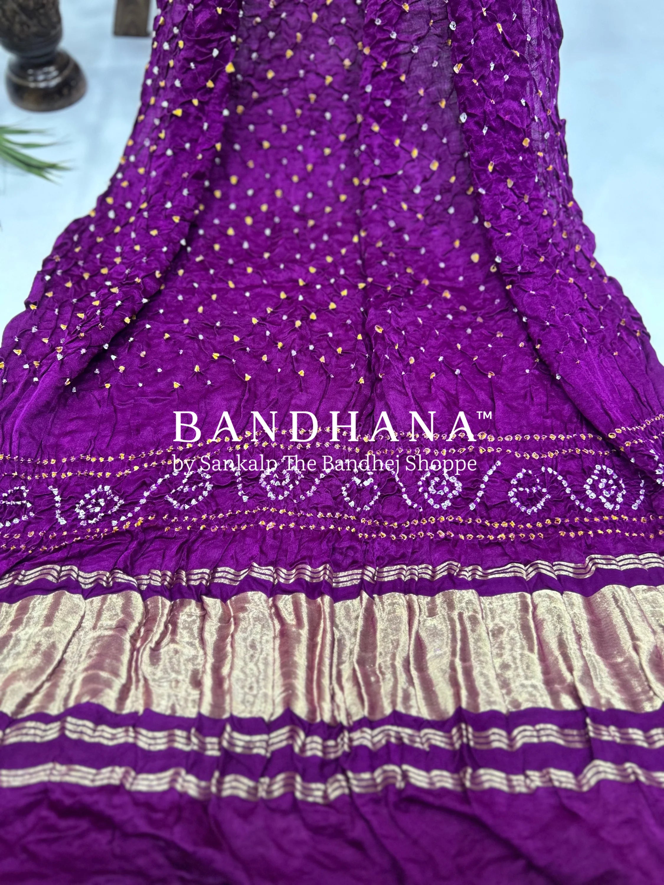 Maganta Gajji Silk Single Dot Bandhani Dupatta Dupattas