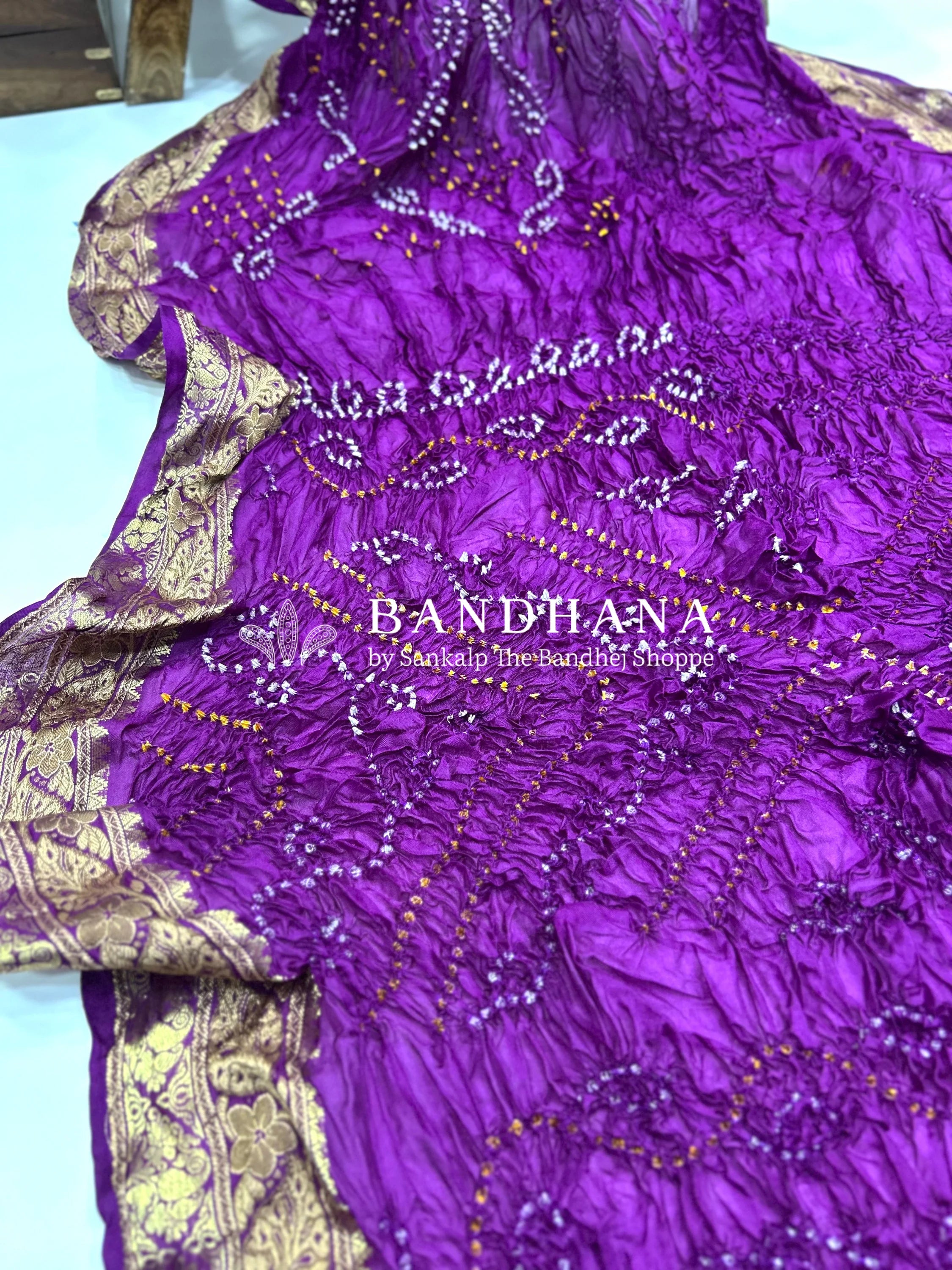 Magenta Soft Silk Resham Border Bandhani Saree magenta / Soft Silk Sarees