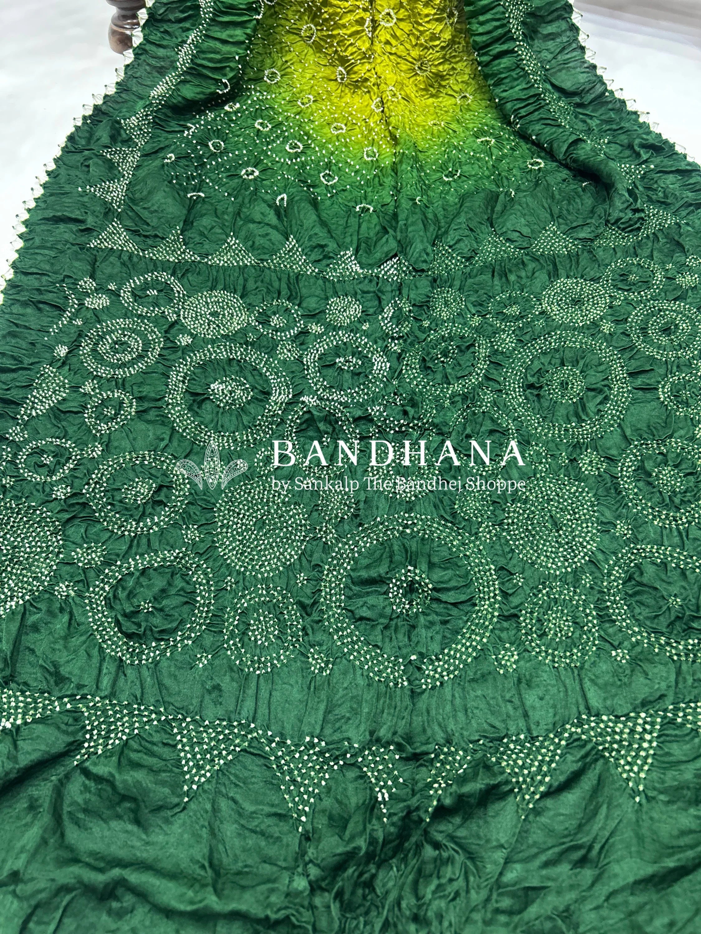 Mahendi Green Gajji Bharati Designer Bandhani Saree Sarees