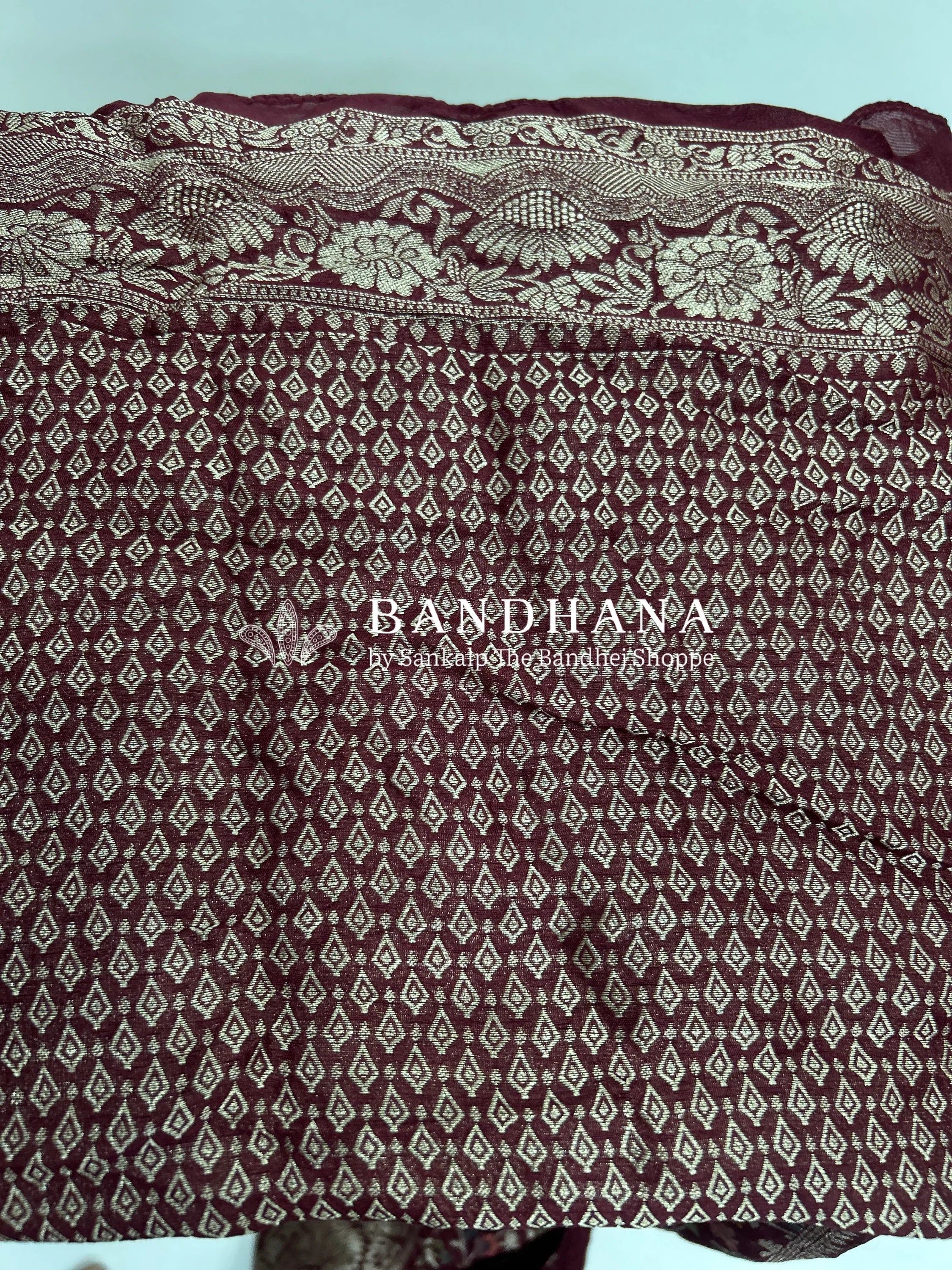 Maroon Art Tussar Silk Bandhani Saree maroon / Tussar Silk Sarees