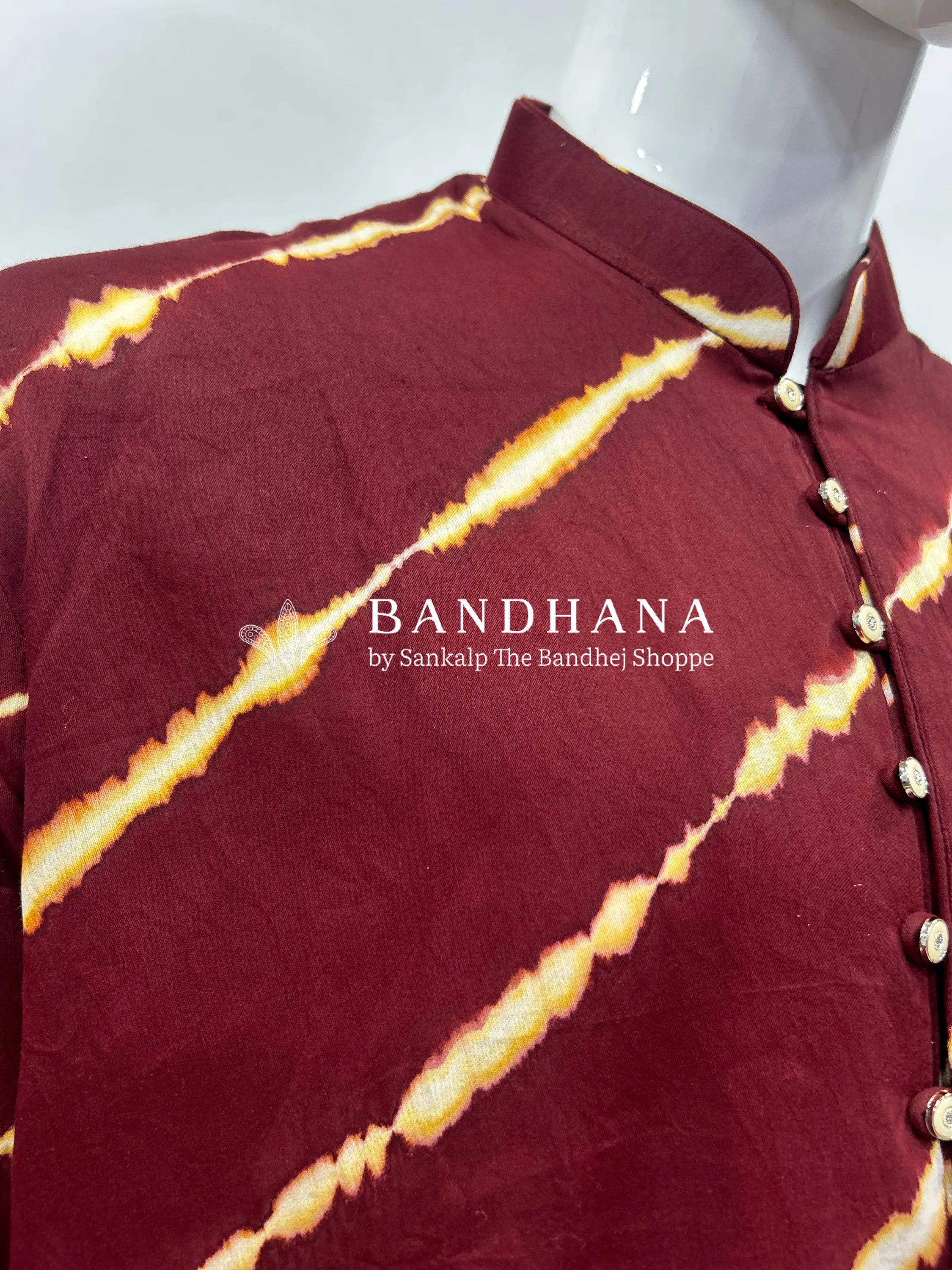 Maroon Cotton Satin Men’s Kurta