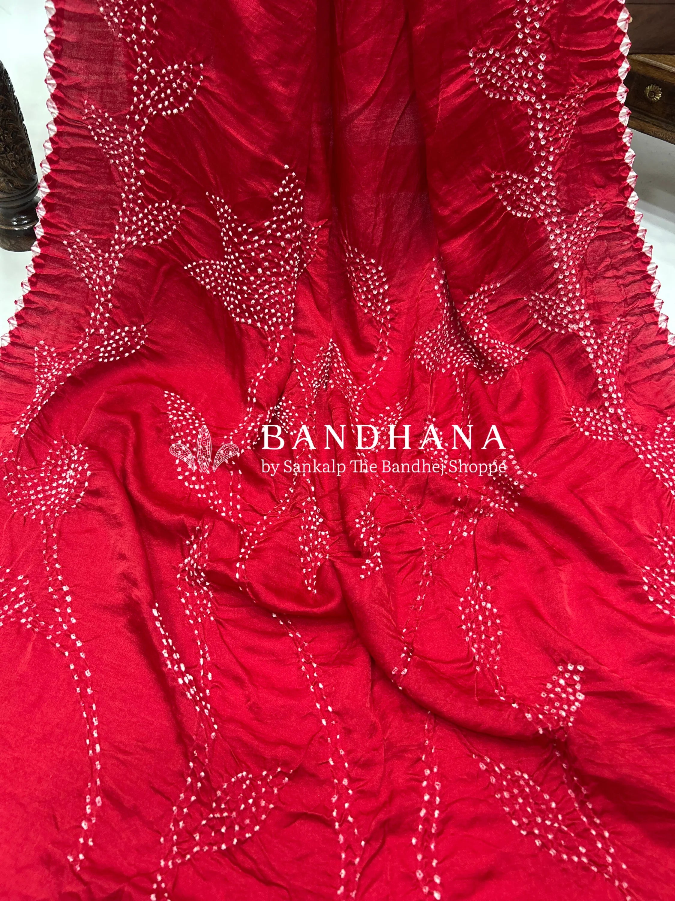 Maroon Gajji Designer Bandhani Saree Sarees