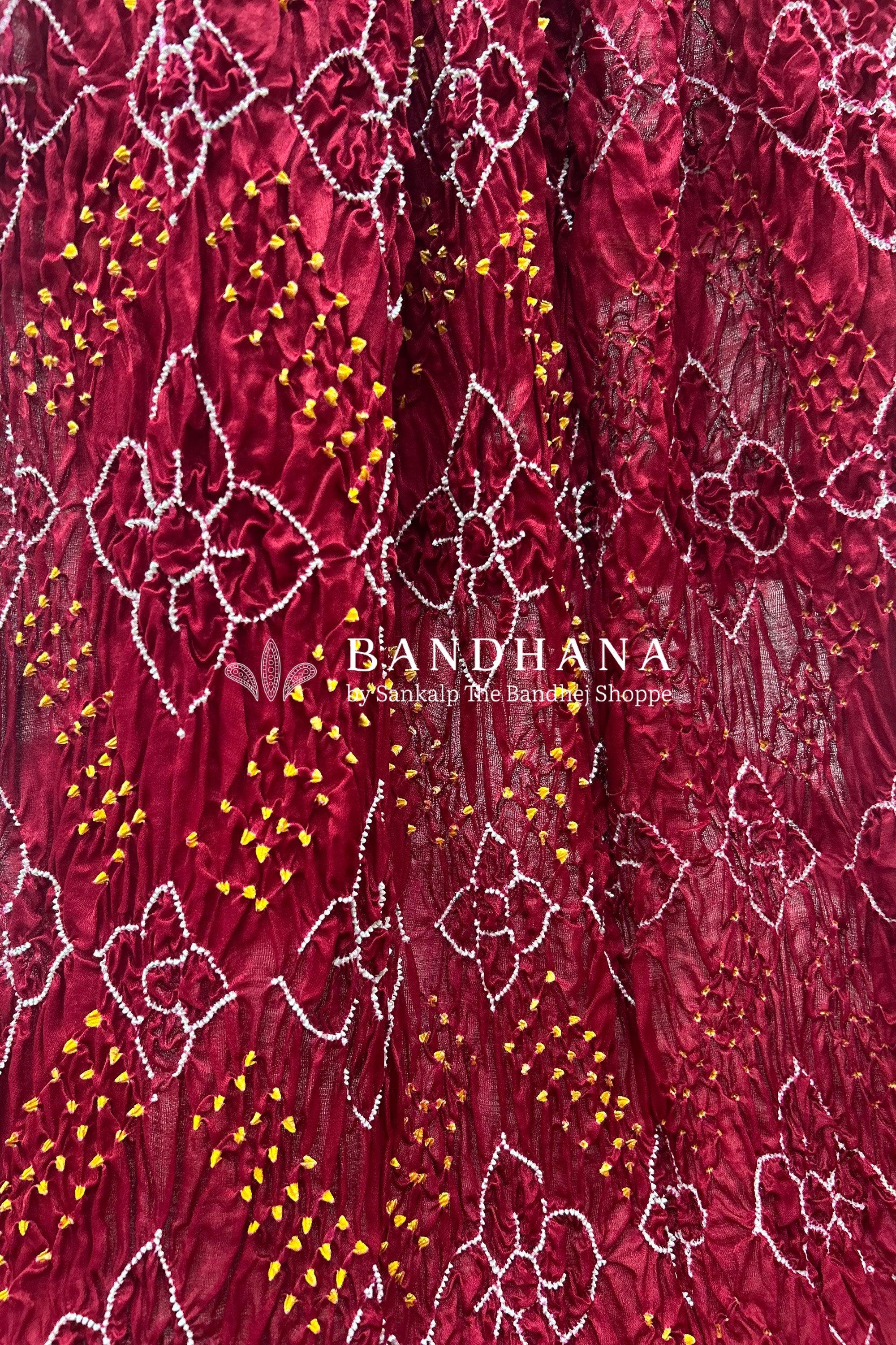 Maroon Gajji Fancy Rai Bandhani Saree Sarees