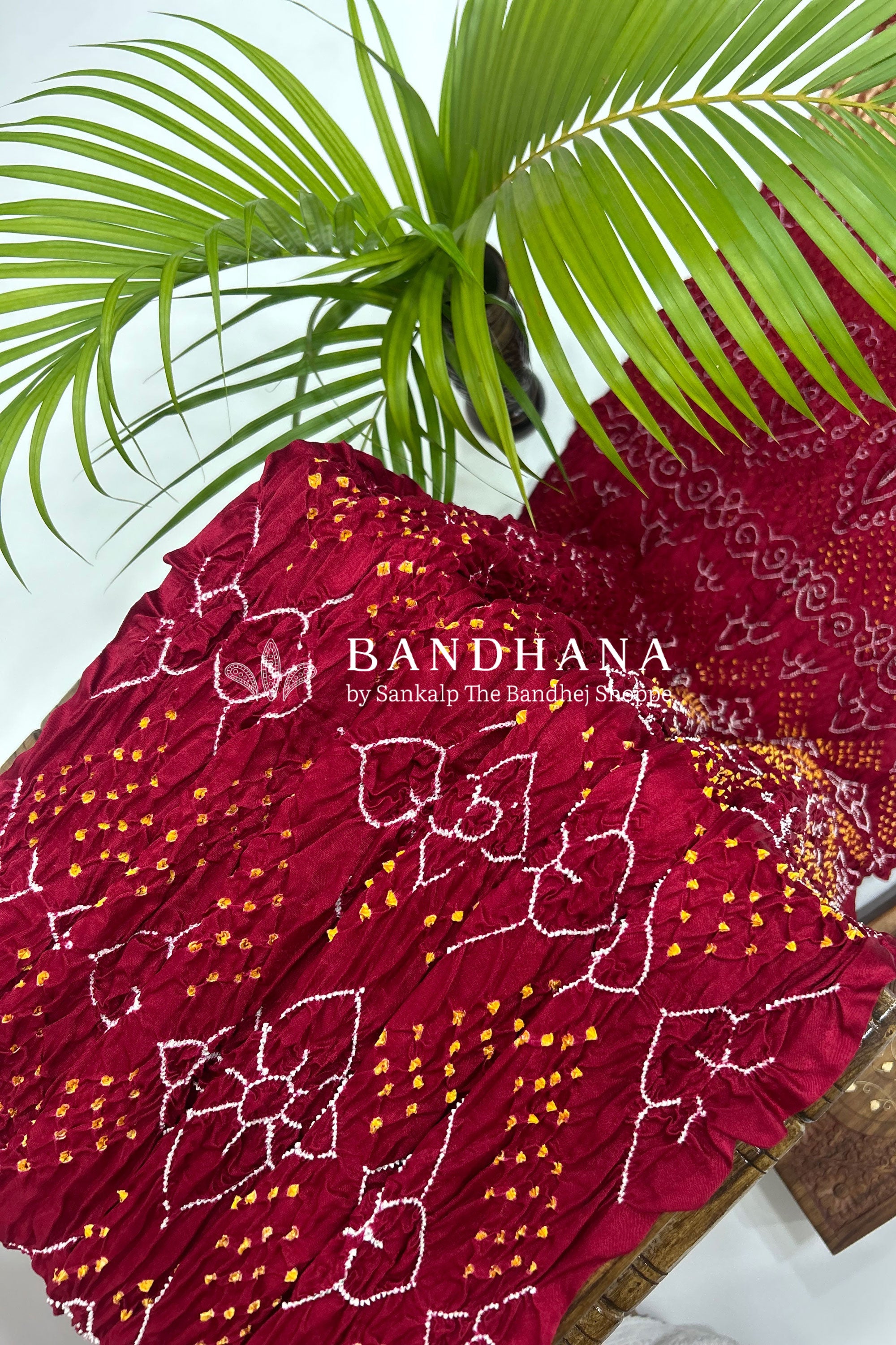 Maroon Gajji Fancy Rai Bandhani Saree Sarees