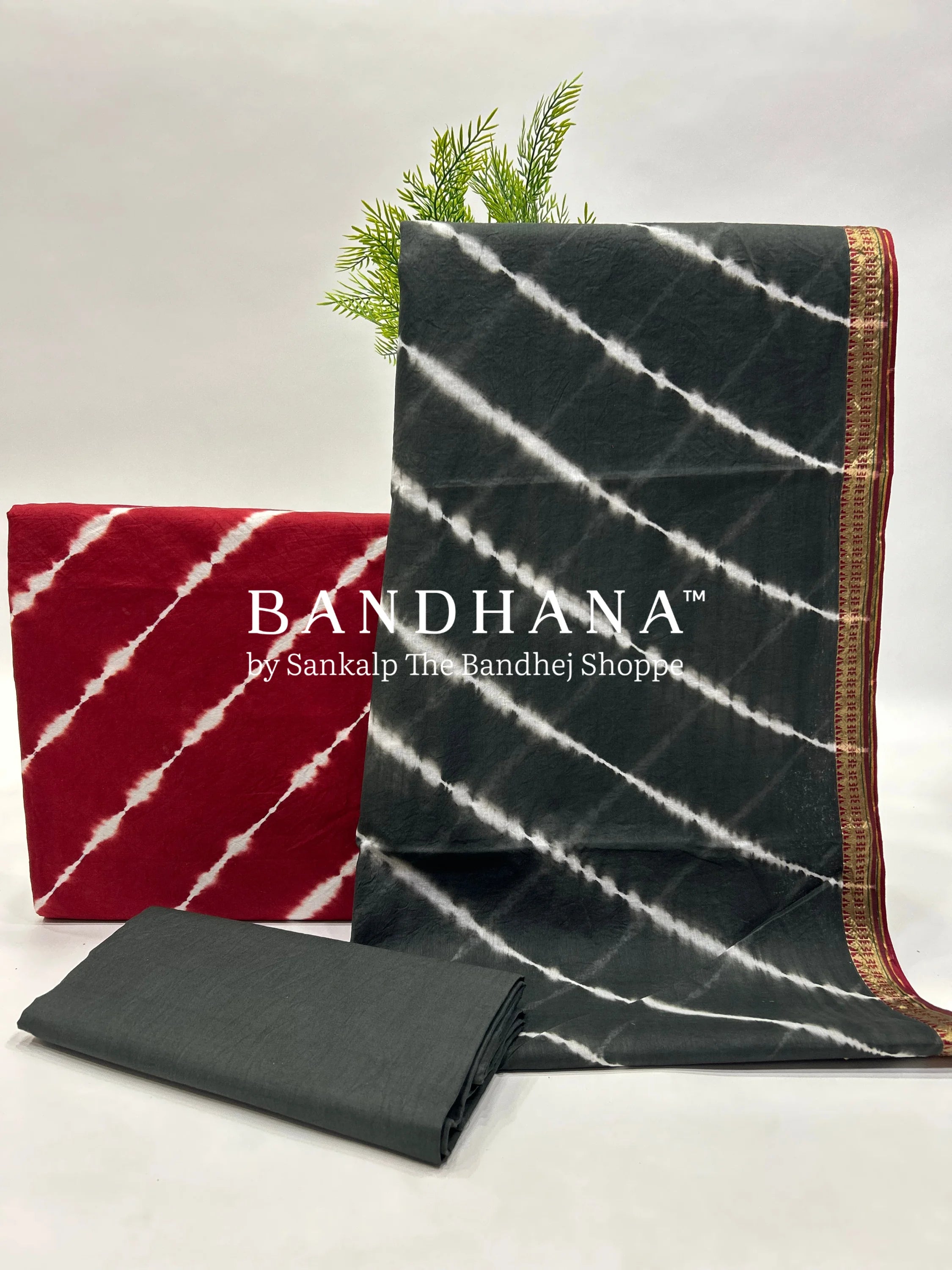 Maroon-Grey Cotton Laheriya Dress Material grey / Cotton Dresses