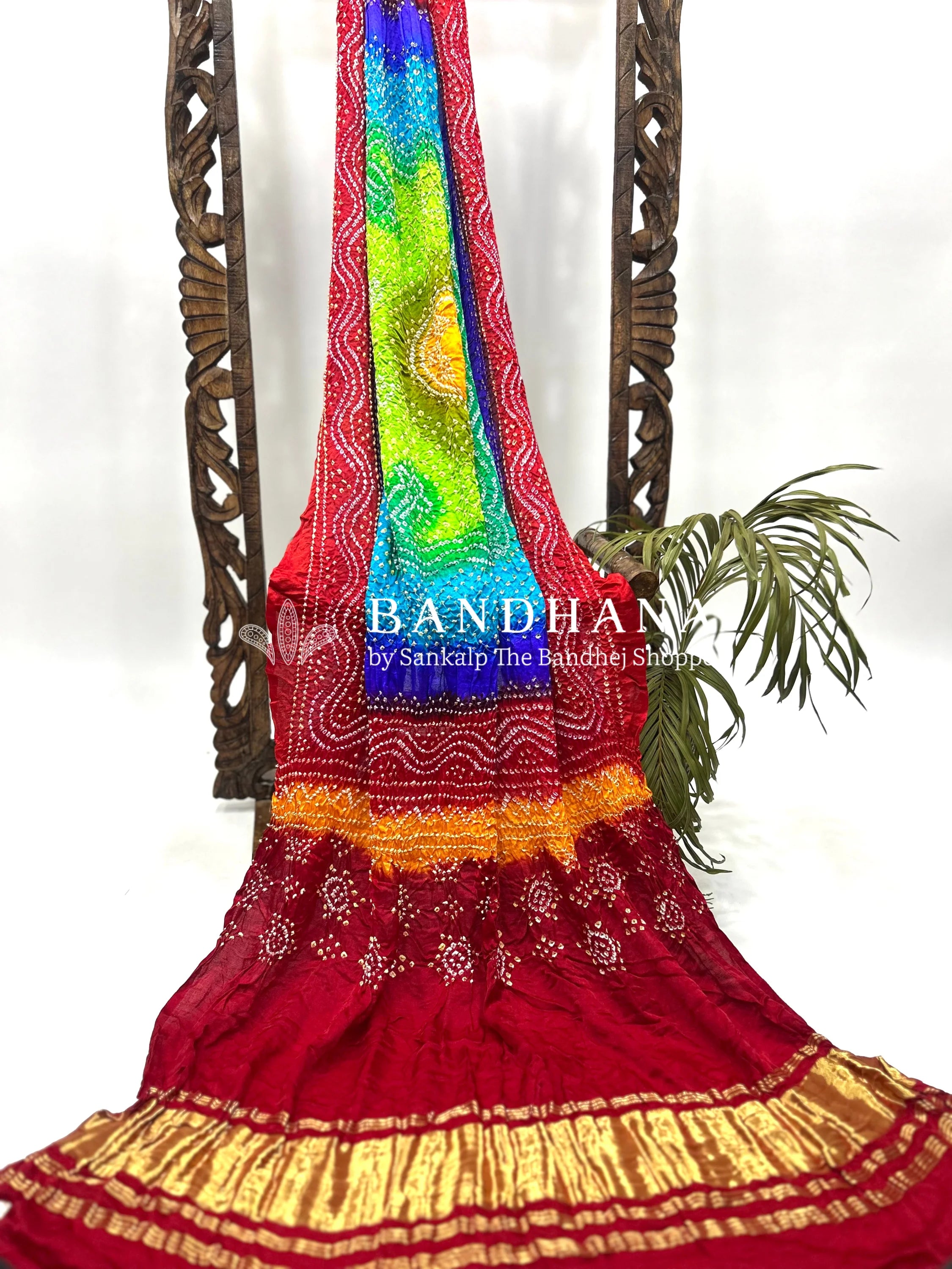 Multi Color And Maroon Gajji Silk Chandrakani Dupatta Dupattas