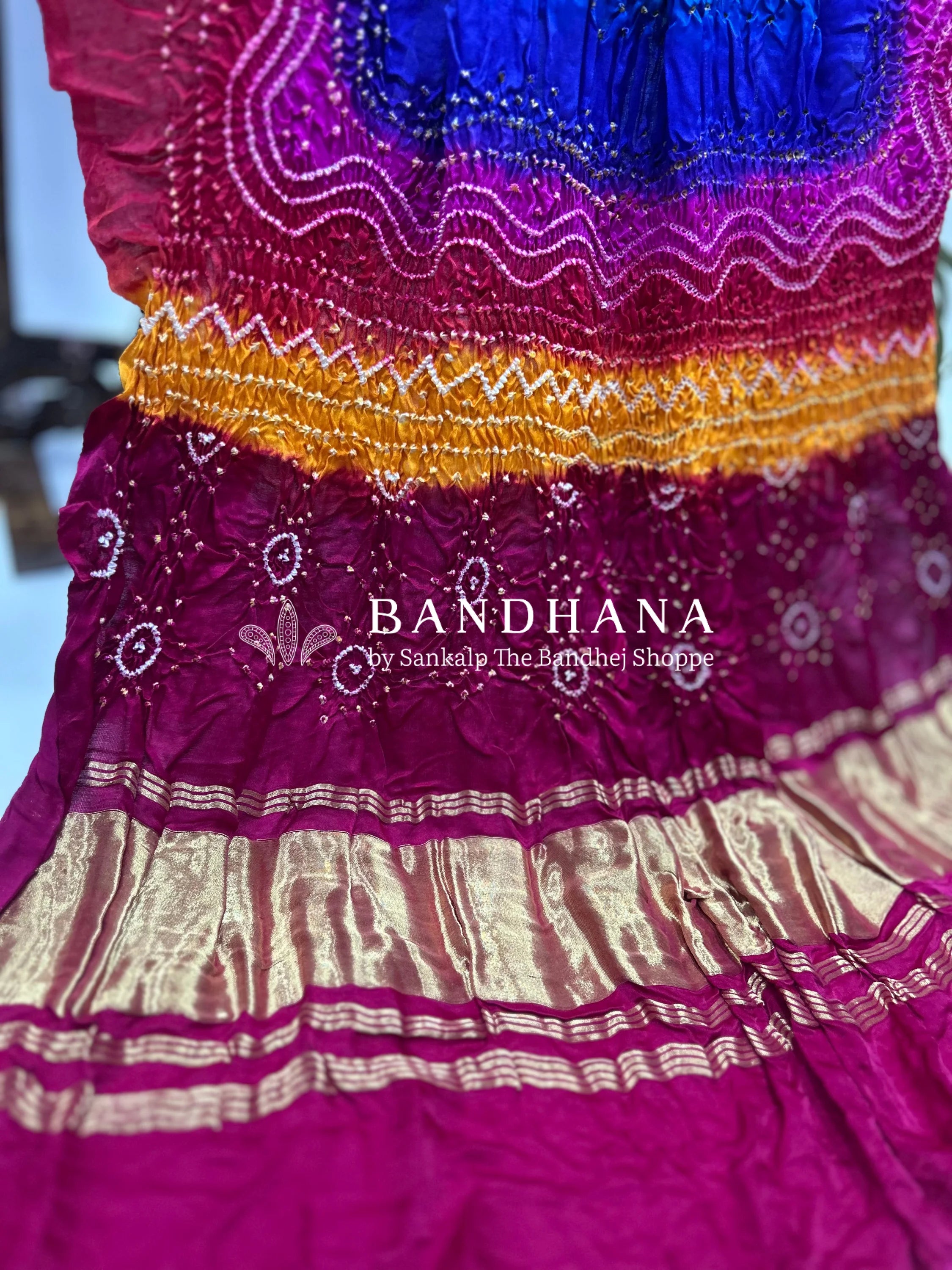 Multi Color And Rani Pink Gajji Silk Chandrakani Dupatta Dupattas