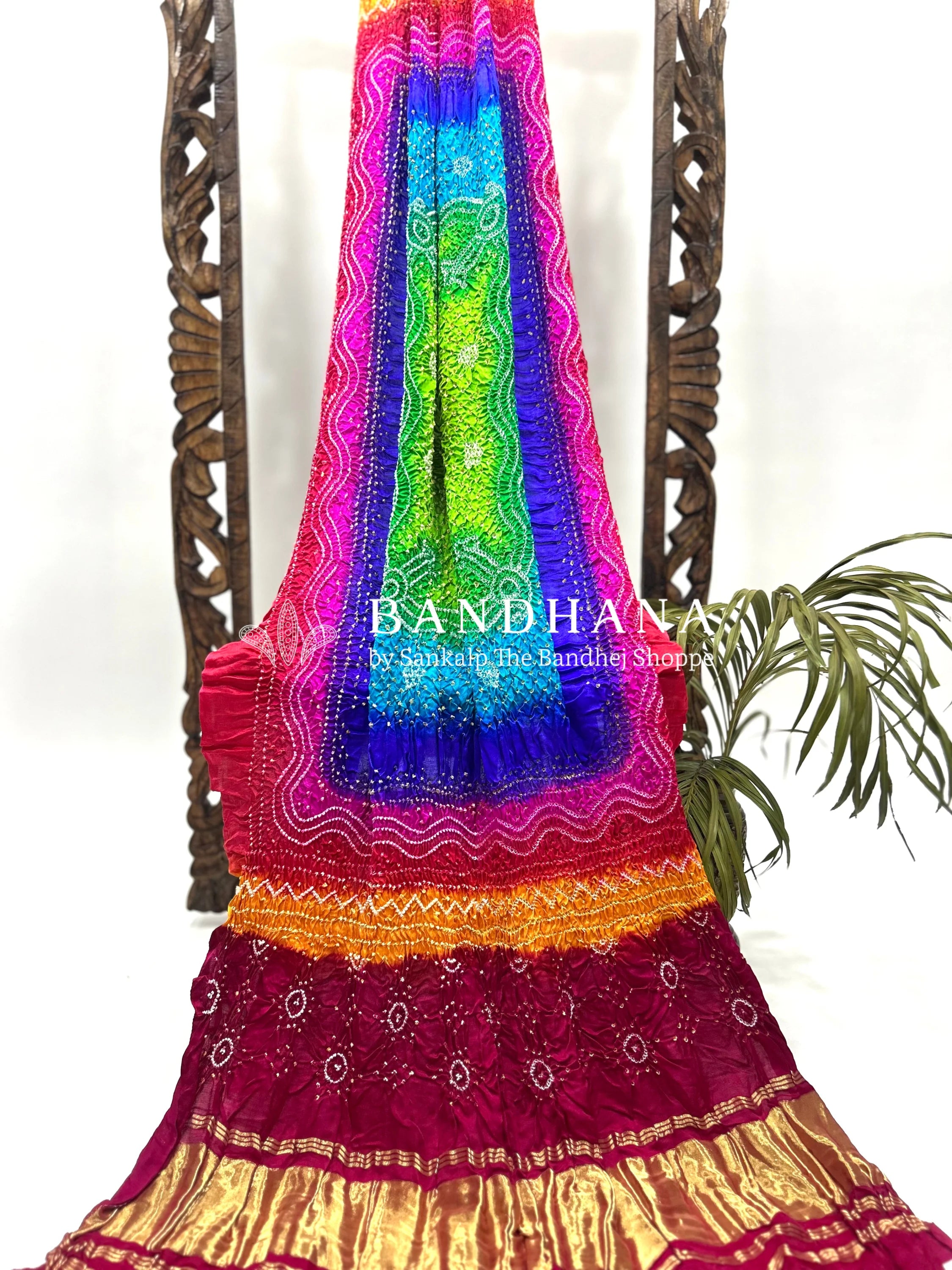 Multi Color And Rani Pink Gajji Silk Chandrakani Dupatta Dupattas