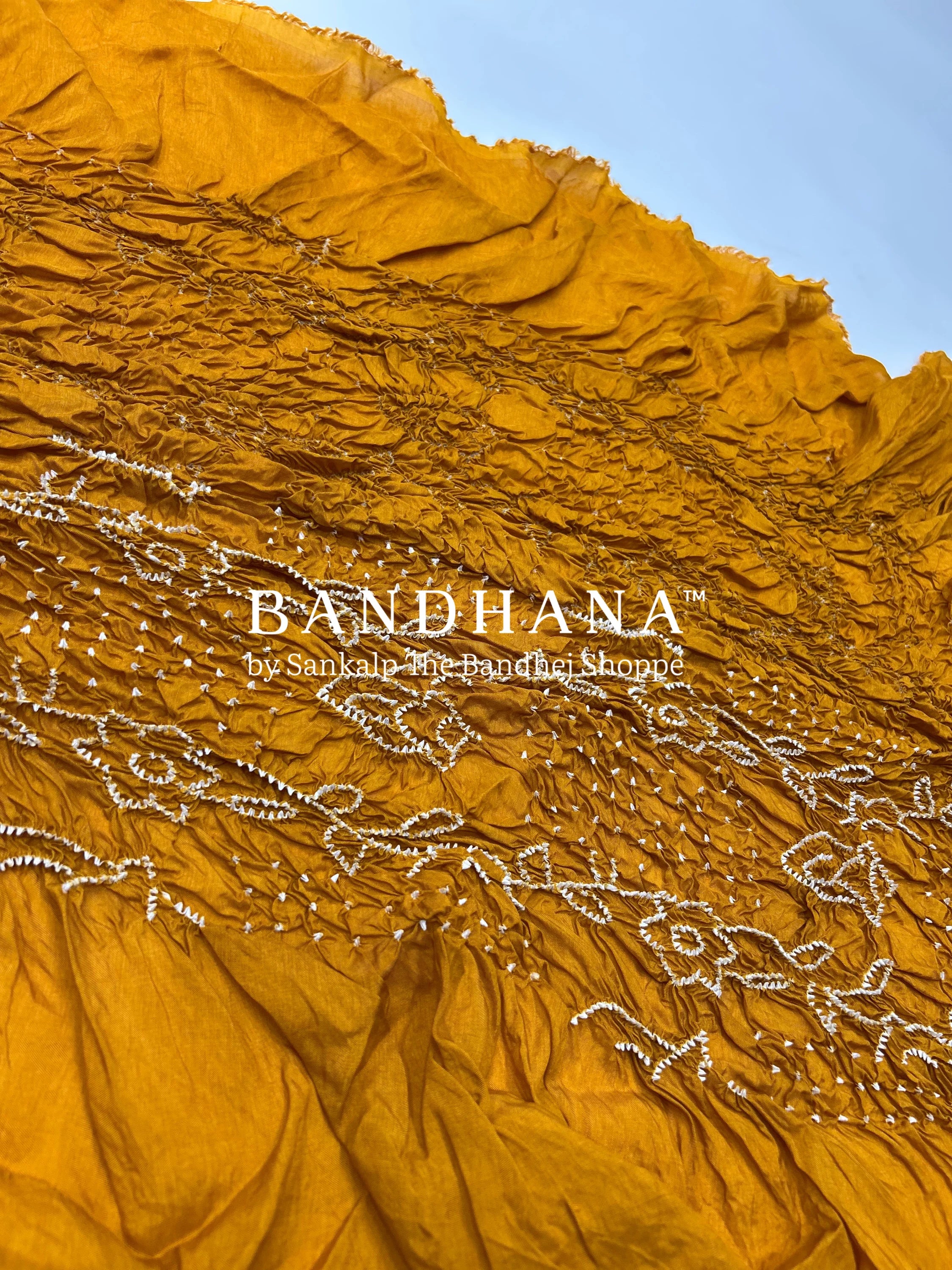 Mustard Dola Silk Bandhani Dress Material orange / Dola Silk Dresses