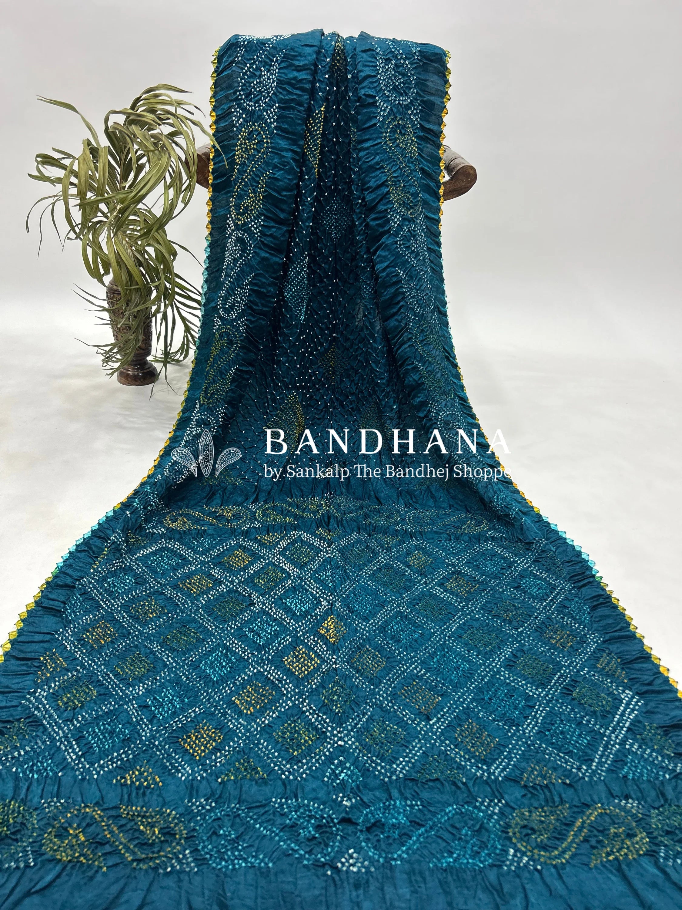 Mutli Indigo Gajji Silk Bhati Designer Bandhani Saree Sarees