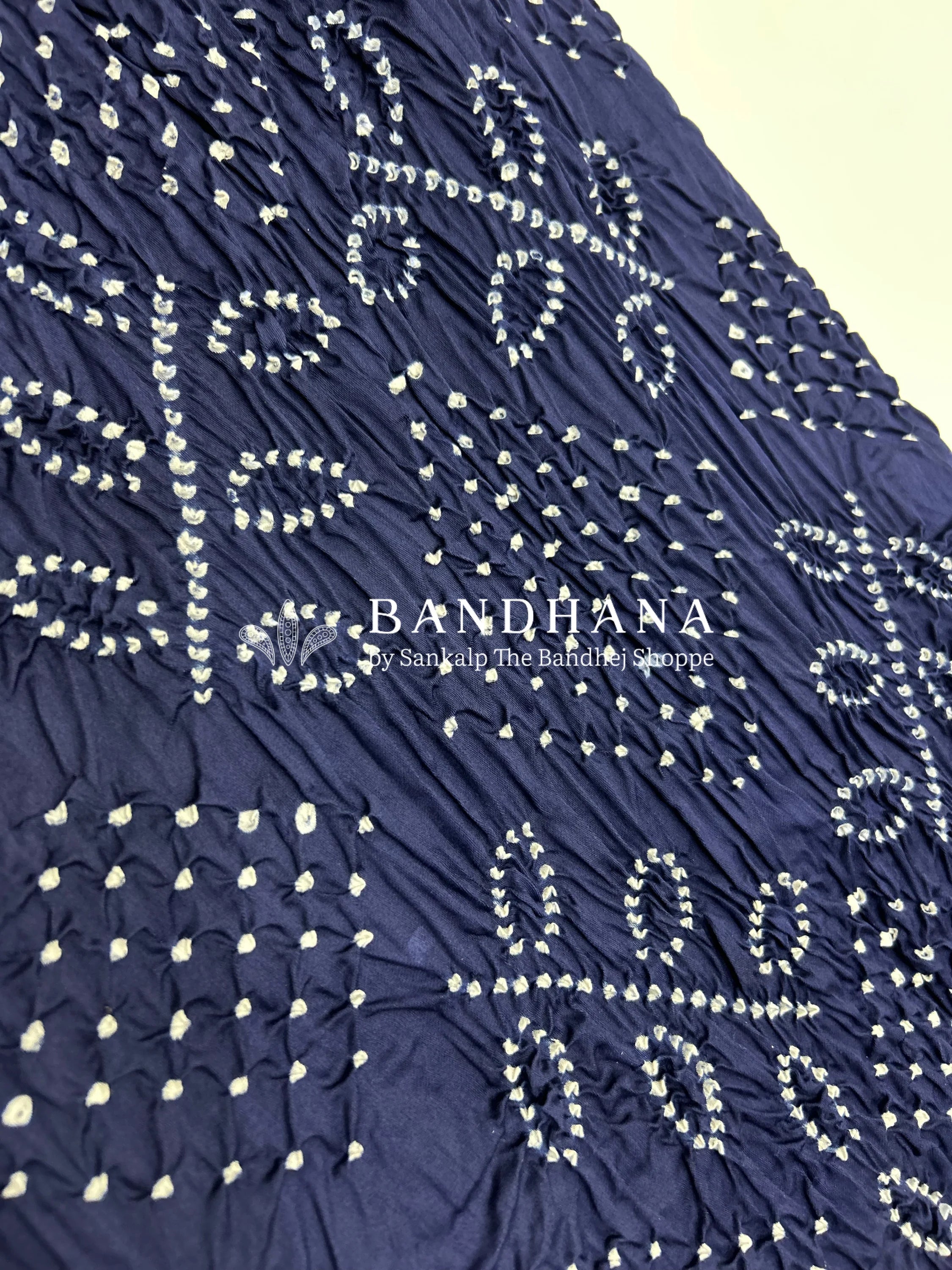Navy Blue Ambadal Cotton Bandhani Dress Material navy / Cotton Dresses