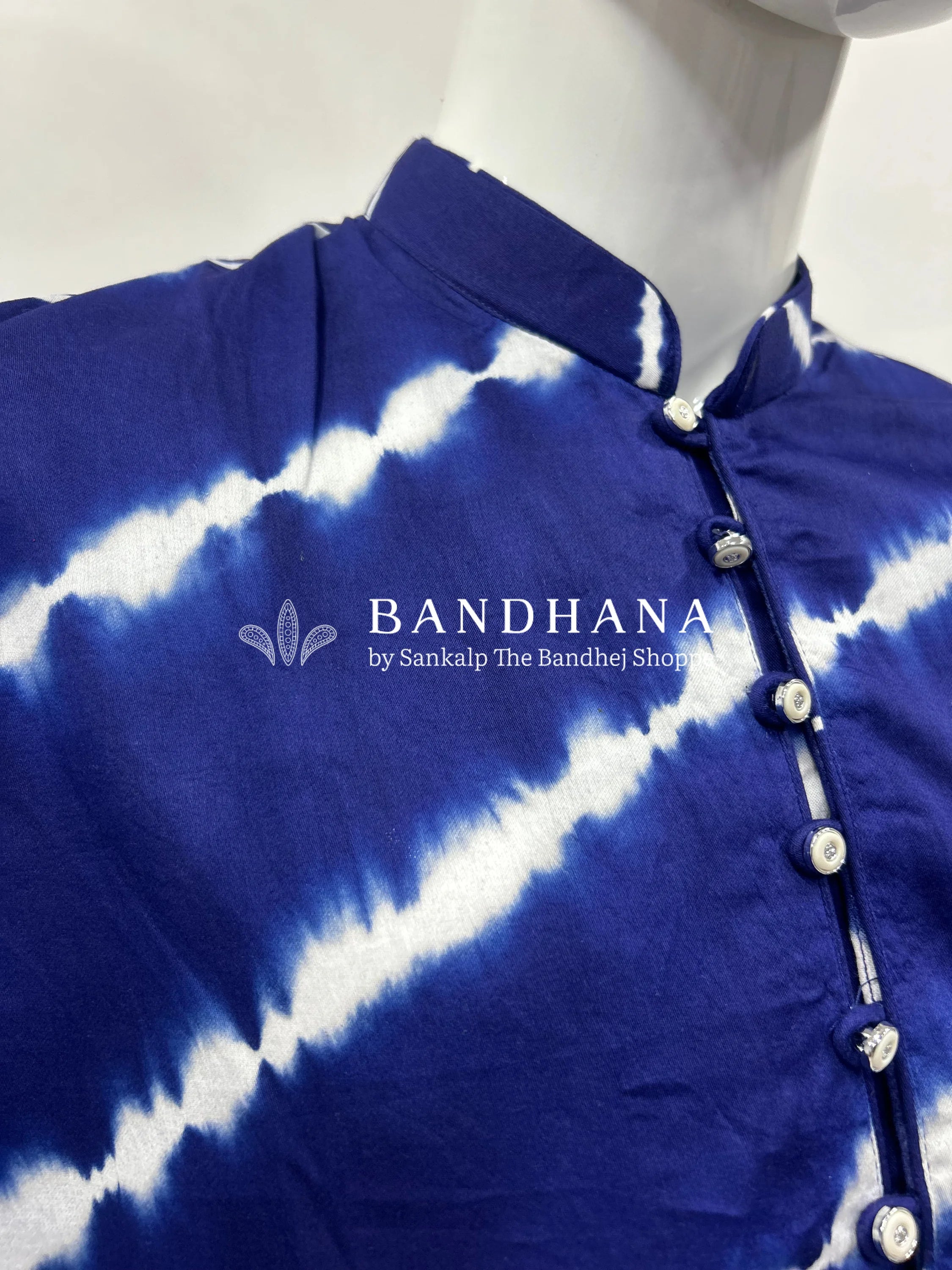 Navy Blue Cotton Satin Men’s Kurta